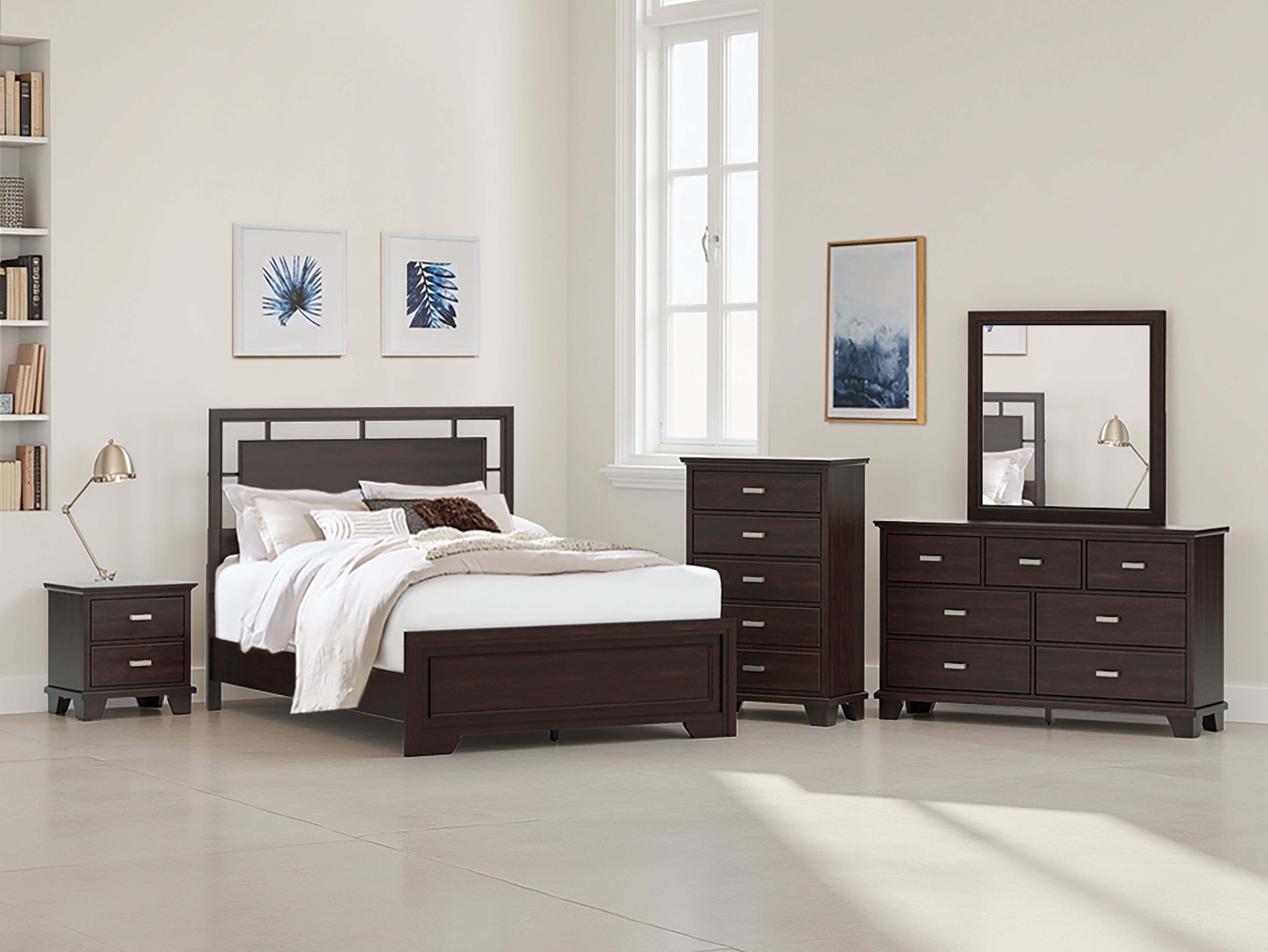 Coral Furniture - Ashley Furniture - Covetown Bedroom - Queen Panel Bed / Dark Brown - B441B6