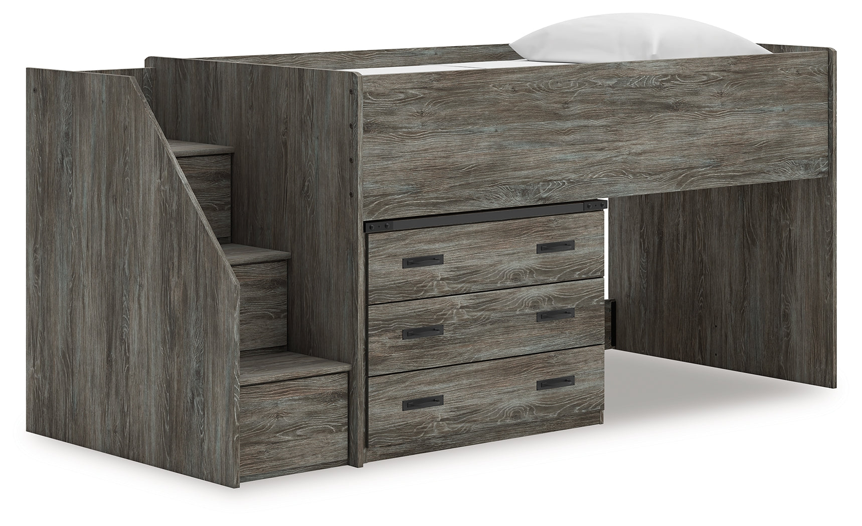 Coral Furniture - Ashley Furniture - Frandern Bedroom - Twin Loft Bed with Drawer Storage / Gray - B4480B15