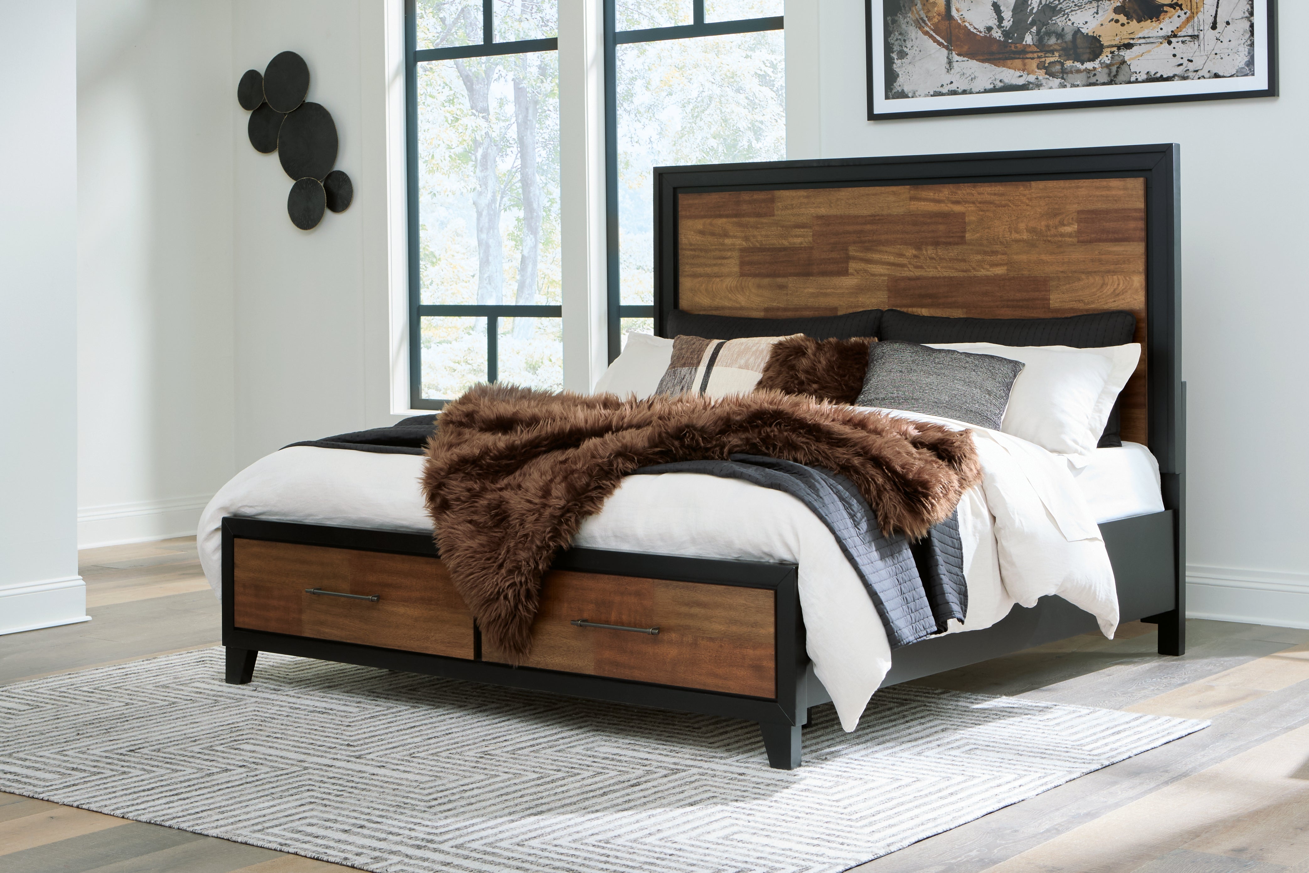 Coral Furniture - Ashley Furniture - Kraeburn Bedroom - California King Panel Storage Bed / Brown/Black - B496B13