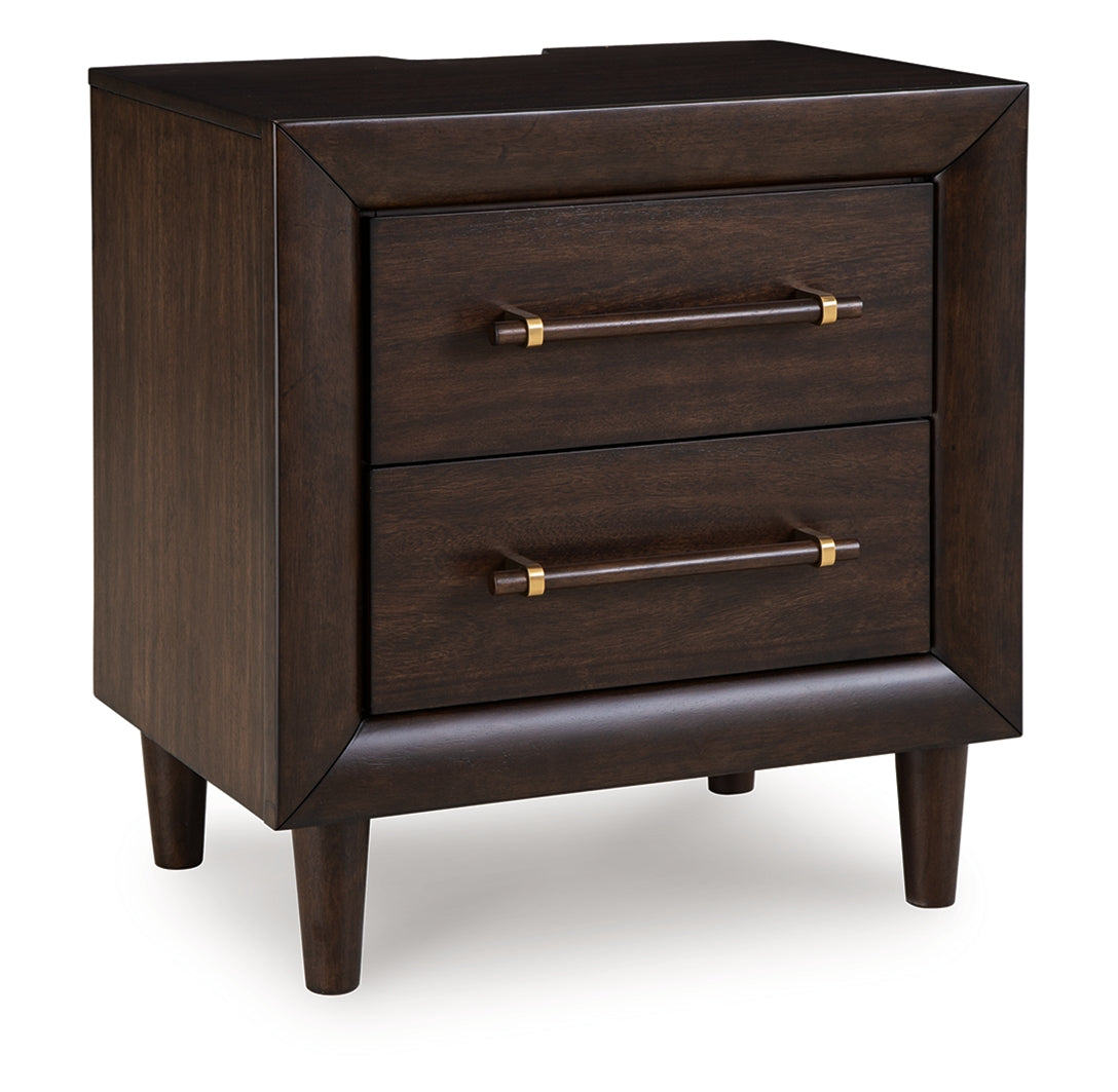 Coral Furniture - Ashley Furniture - Dantenton Bedroom - Two Drawer Night Stand / Merlot - B611-92