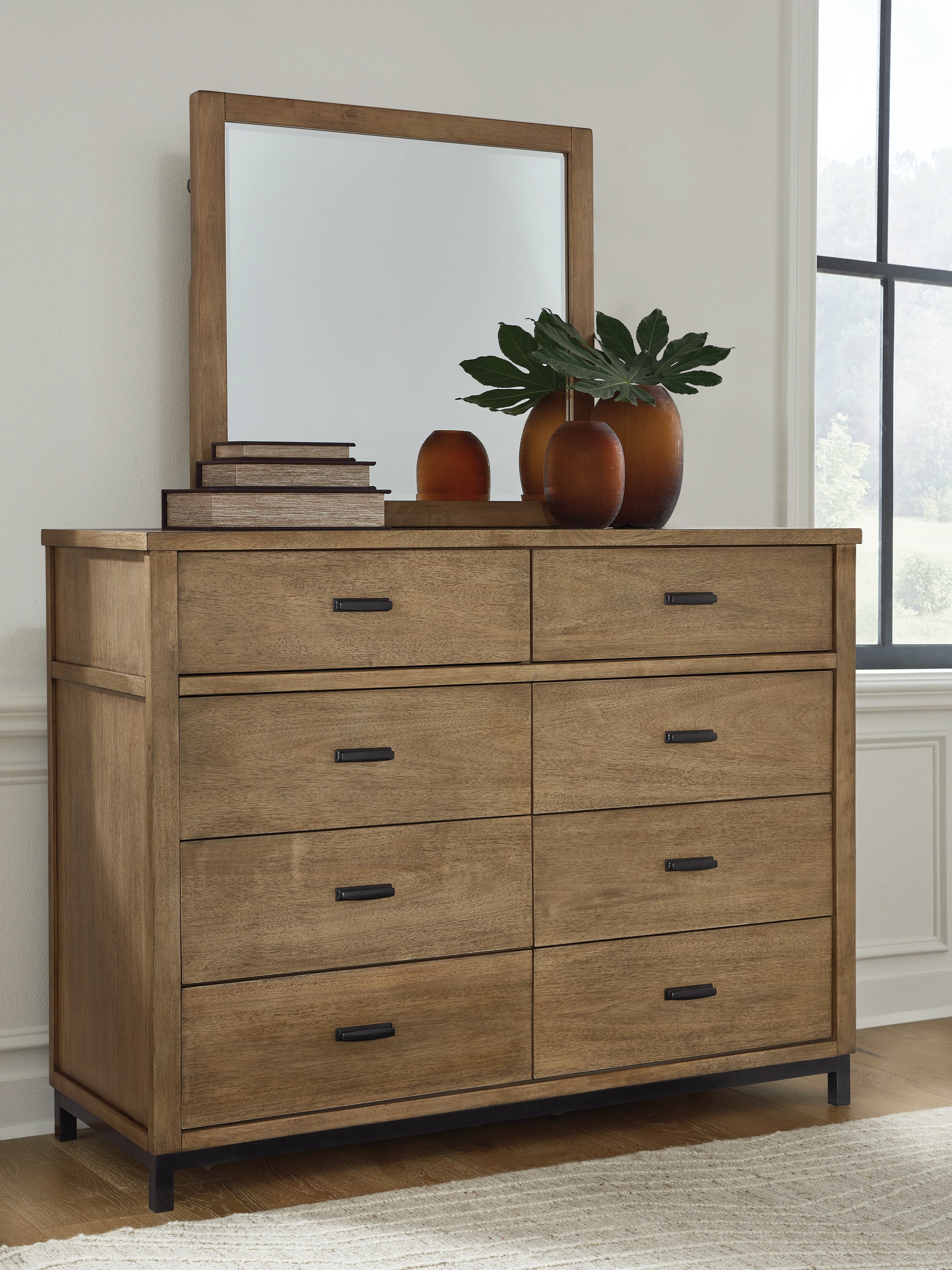 Coral Furniture - Ashley Furniture - Tomtyn Bedroom - Dresser and Mirror / Light Brown - B622B1