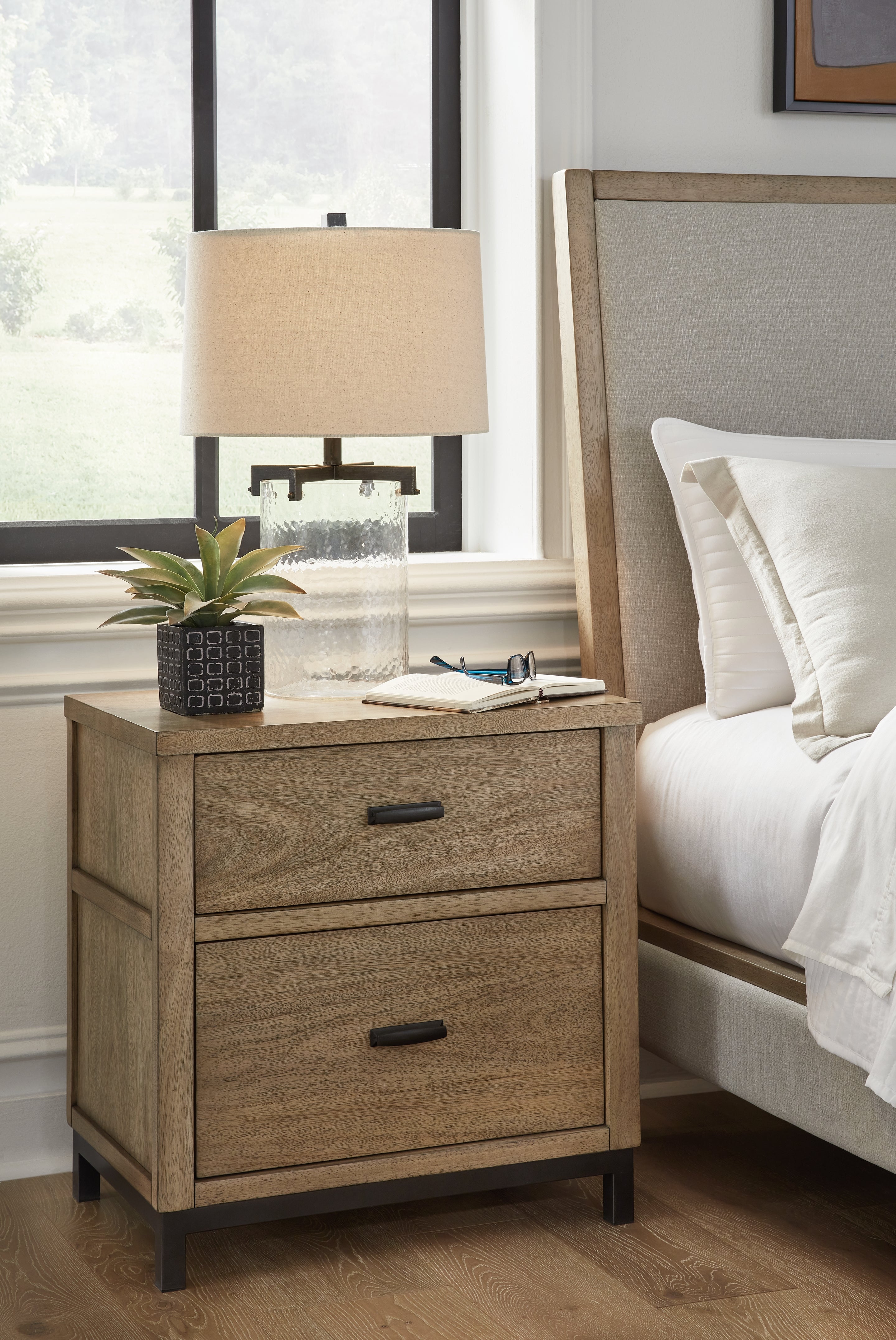 Coral Furniture - Ashley Furniture - Tomtyn Bedroom - Two Drawer Night Stand / Light Brown - B622-92