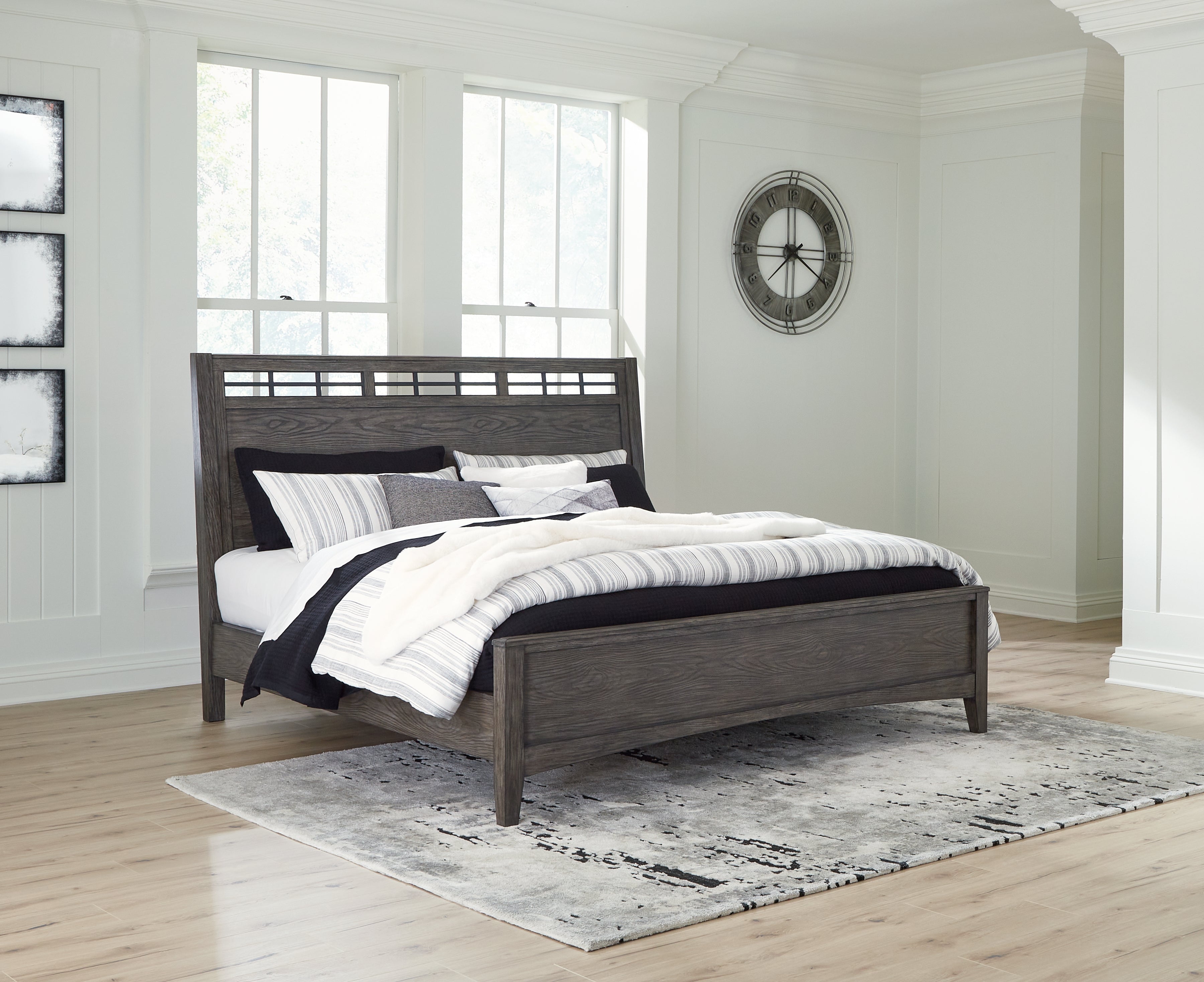 Coral Furniture - Ashley Furniture - Montillan Bedroom - King Panel Bed / Grayish Brown - B651B4