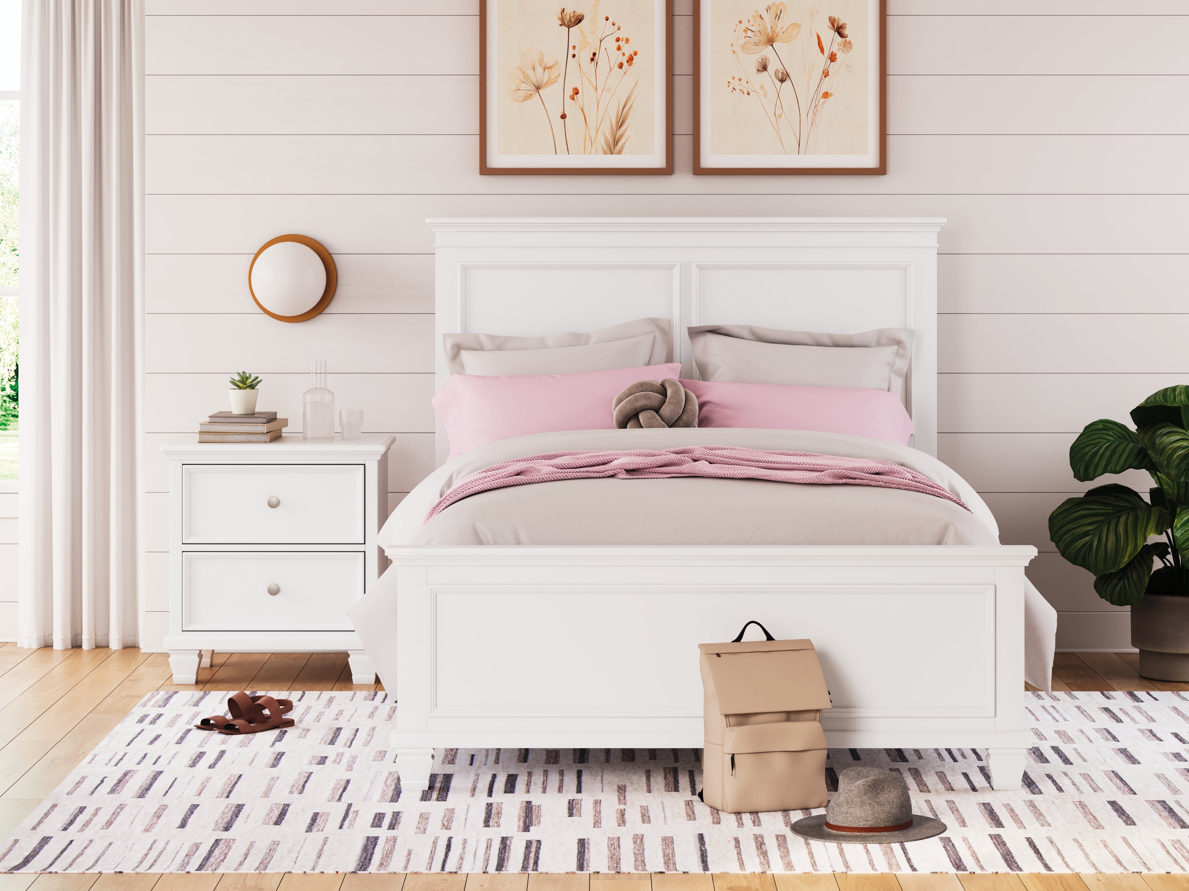 Coral Furniture - Ashley Furniture - Fortman Bedroom - Full Panel Bed / White - B680B8