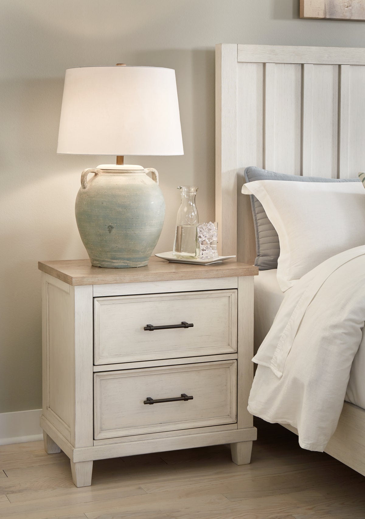 Coral Furniture - Ashley Furniture - Shaybrock Bedroom - Dresser and Mirror / Antique White/Brown - B683B1