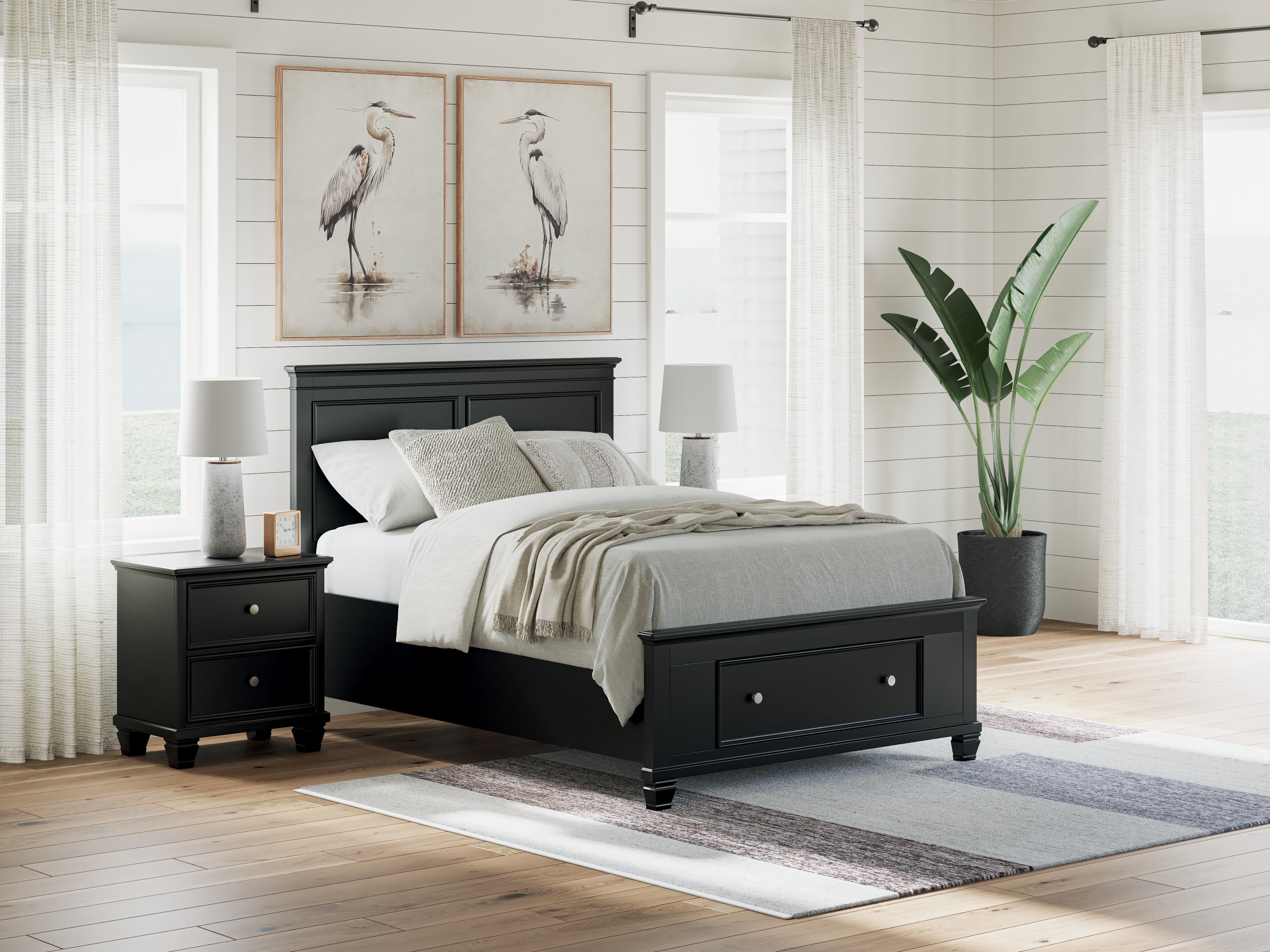 Coral Furniture - Ashley Furniture - Lanolee Bedroom - Full Panel Storage Bed / Black - B687B22