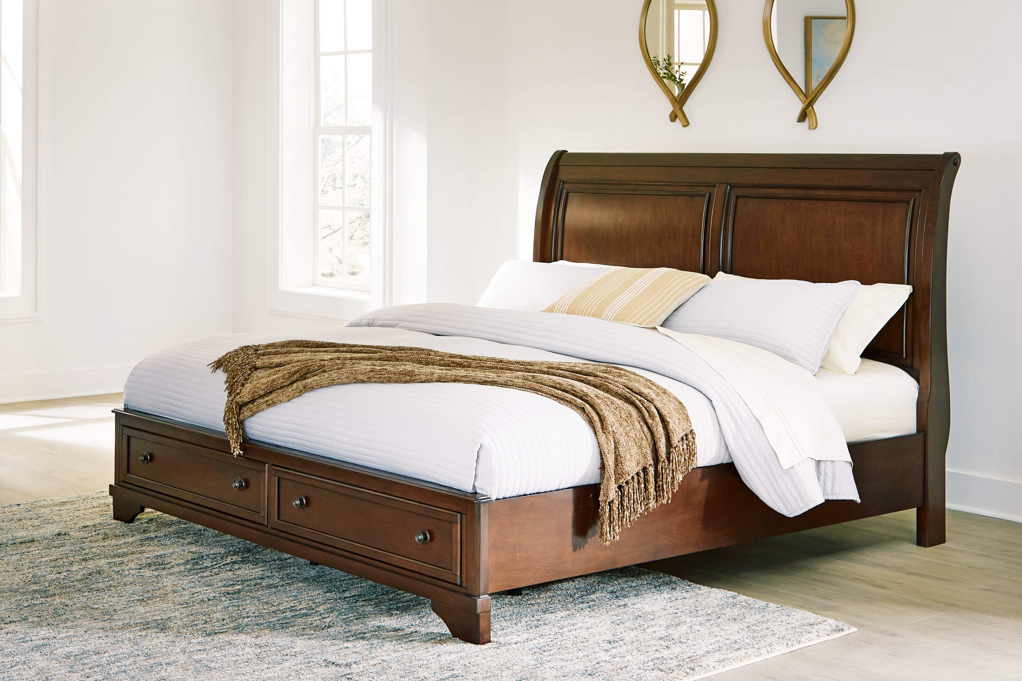 Coral Furniture - Ashley Furniture - Trellington Bedroom - Queen Sleigh Storage Bed / Brown - B716B1