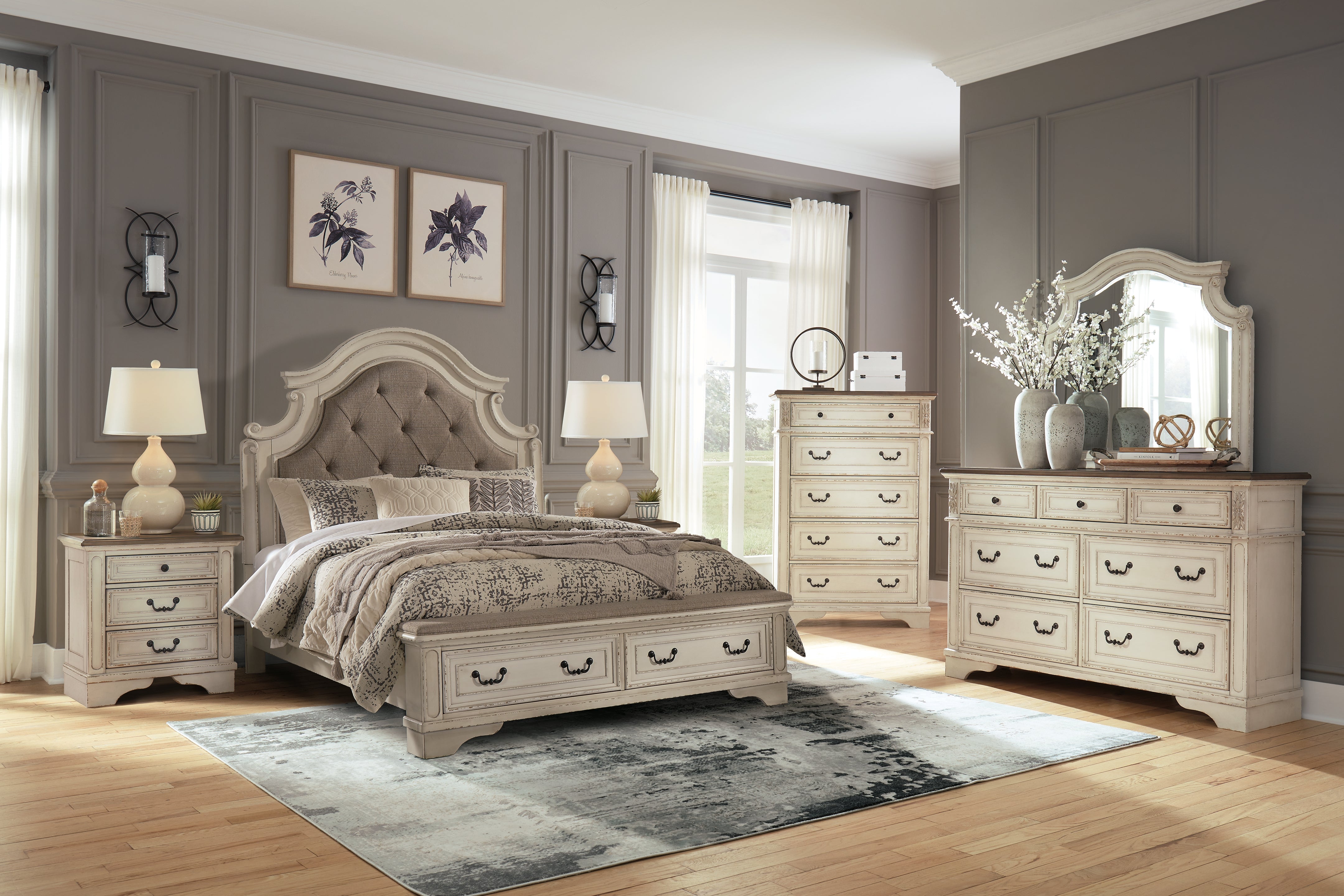 Coral Furniture - Ashley Furniture - Realyn Bedroom - Queen Upholstered Storage Bed / Two-tone - B743B18