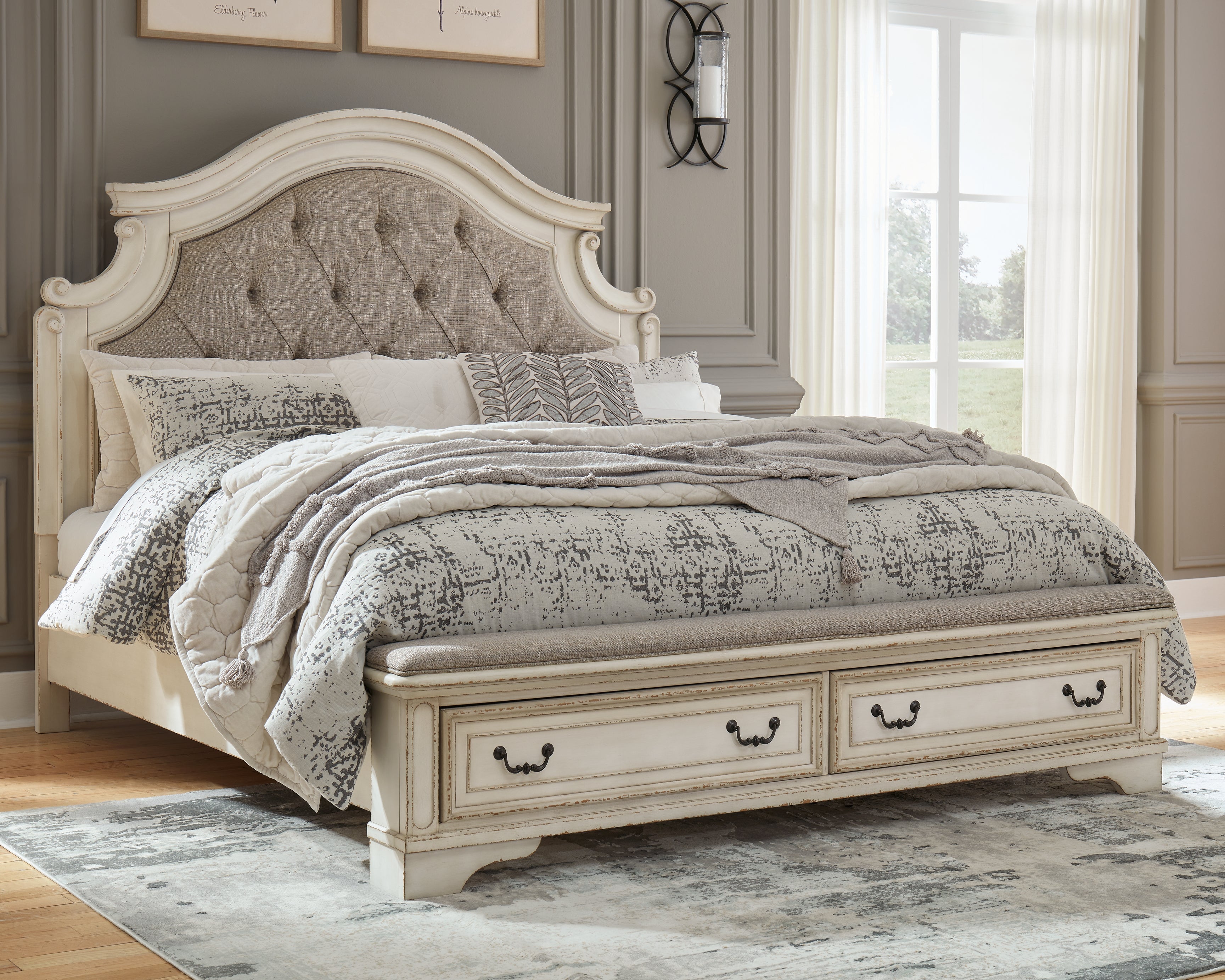 Coral Furniture - Ashley Furniture - Realyn Bedroom - King Upholstered Storage Bed / Two-tone - B743B20