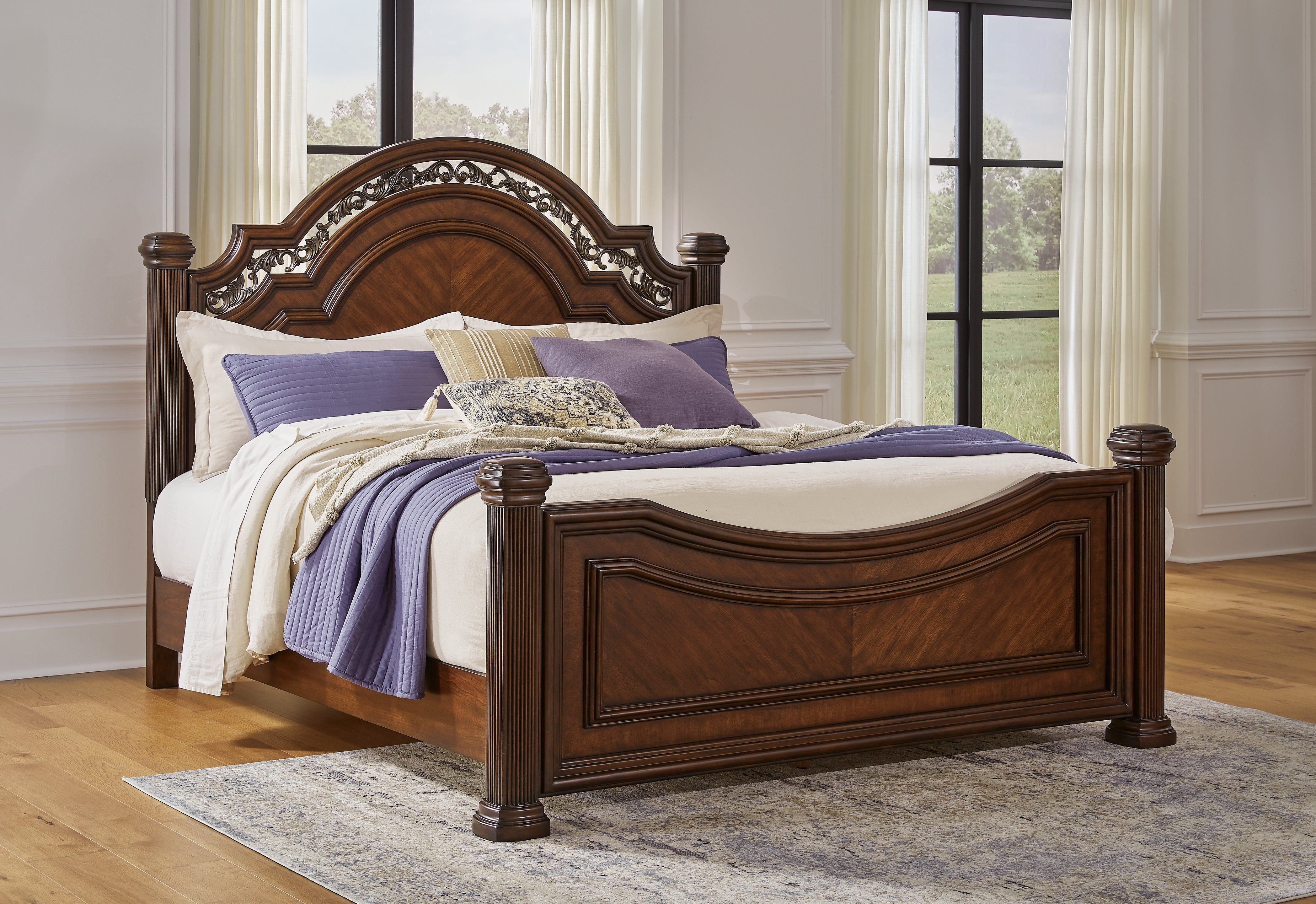 Coral Furniture - Ashley Furniture - Lavinton Bedroom - California King Poster Bed / Brown - B764B10