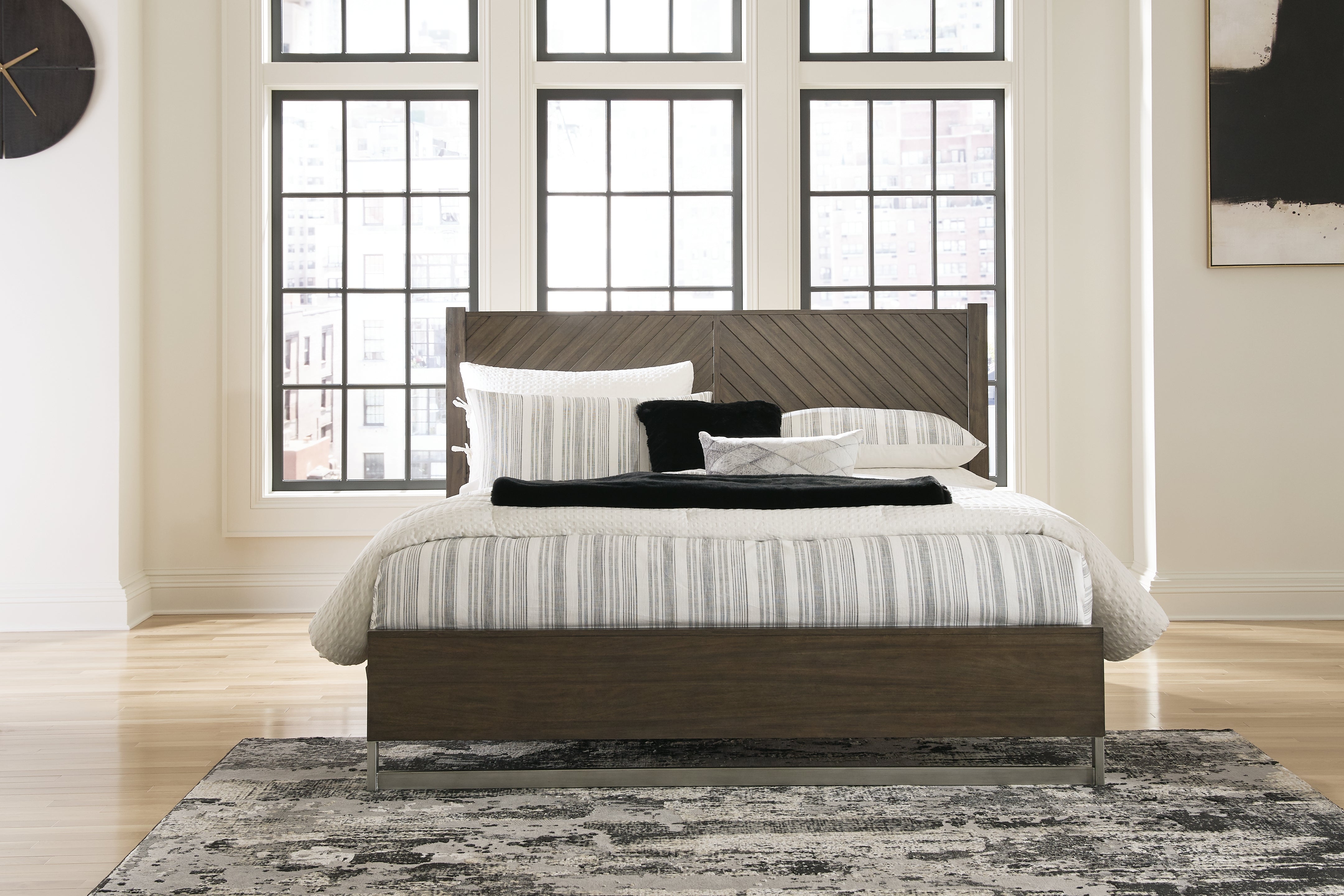 Coral Furniture - Ashley Furniture - Arkenton Bedroom - King Panel Bed / Grayish Brown - B786B4