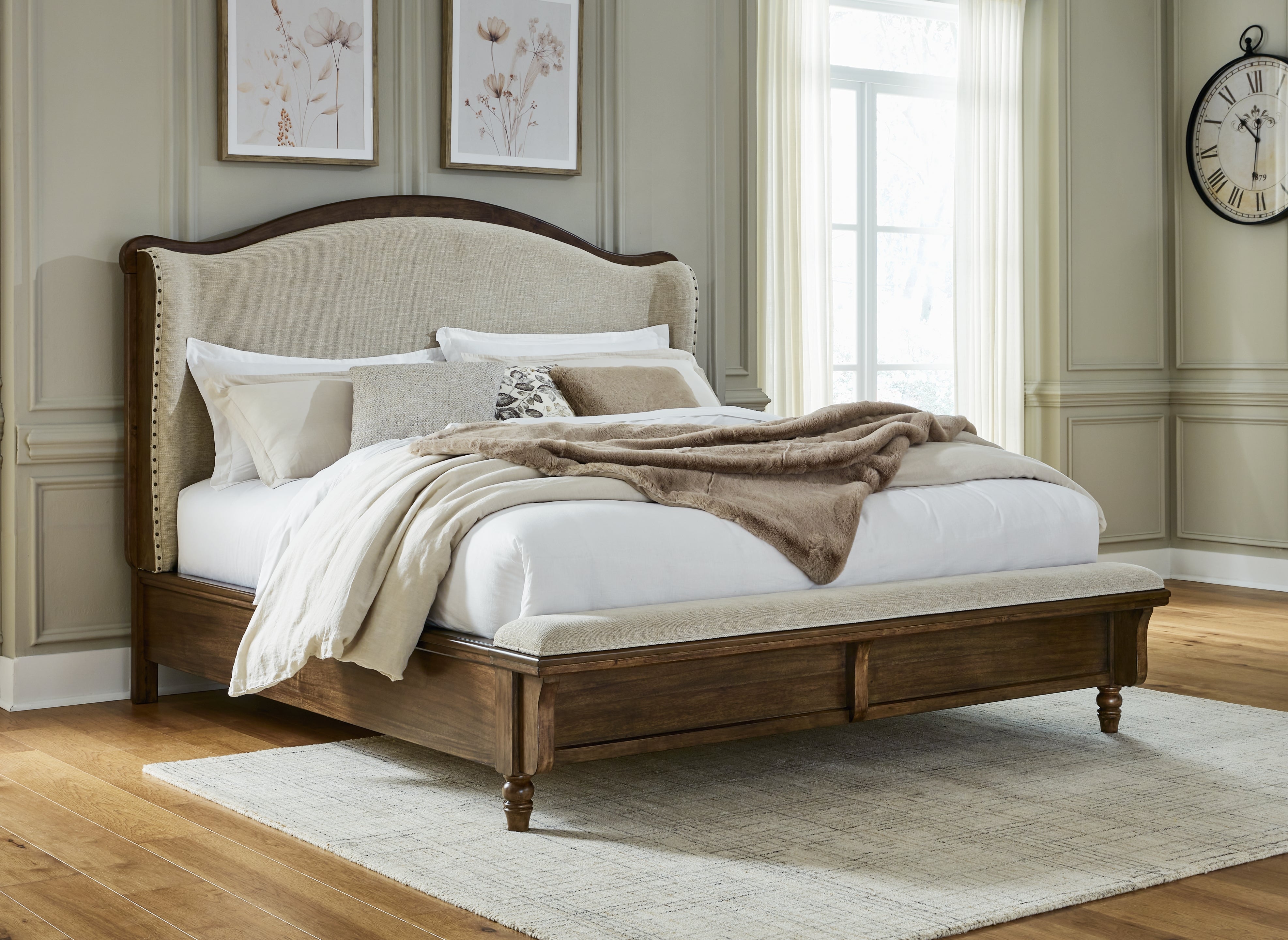 Coral Furniture - Ashley Furniture - Sturlayne Bedroom - California King Upholstered Panel Bed / Brown - B787B5