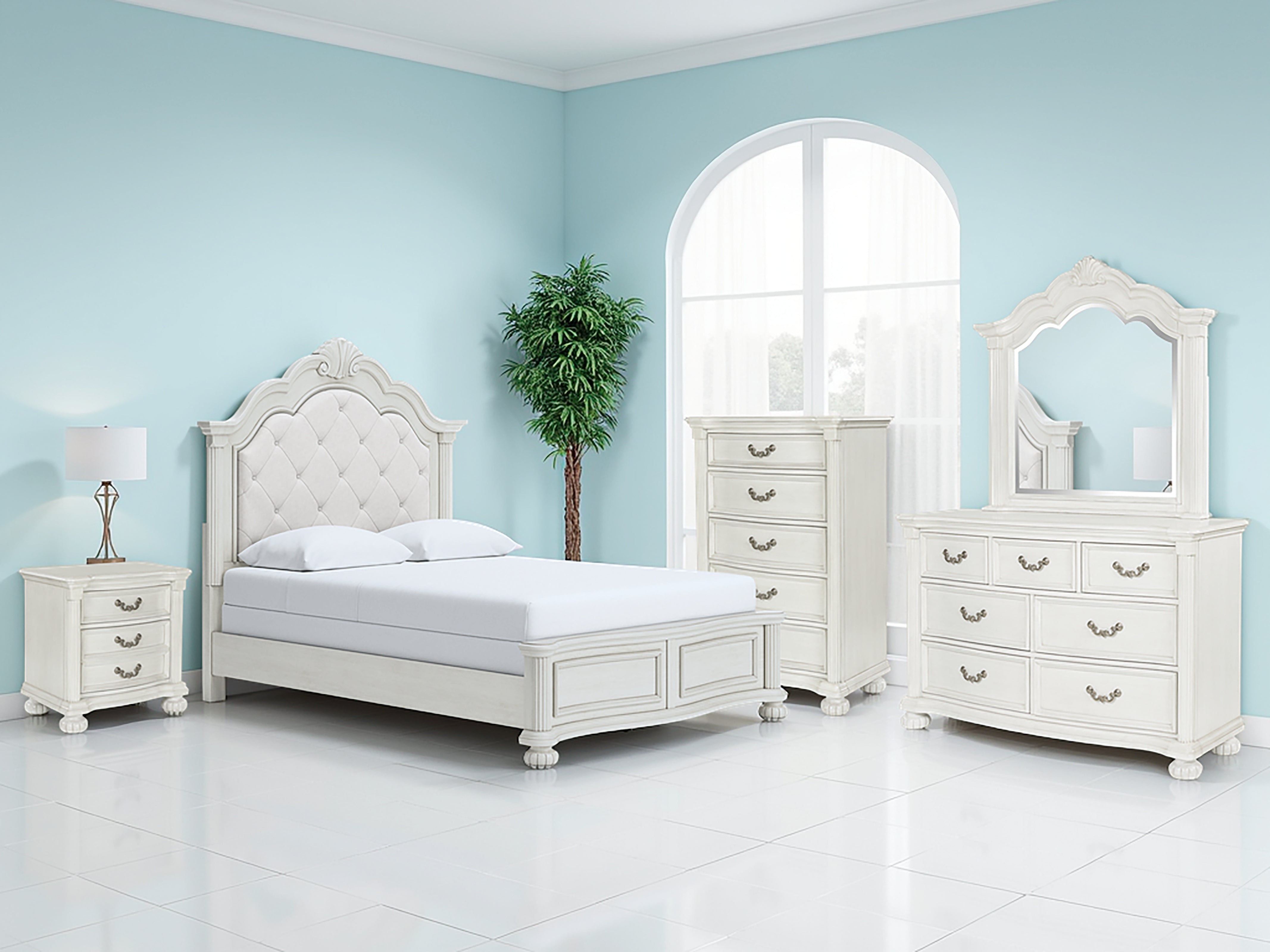 Coral Furniture - Ashley Furniture - Montelaine Bedroom - Three Drawer Night Stand / Antique White - B795-93