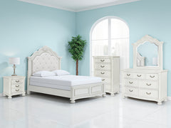 Coral Furniture - Ashley Furniture - Montelaine Bedroom - Three Drawer Night Stand / Antique White - B795-93
