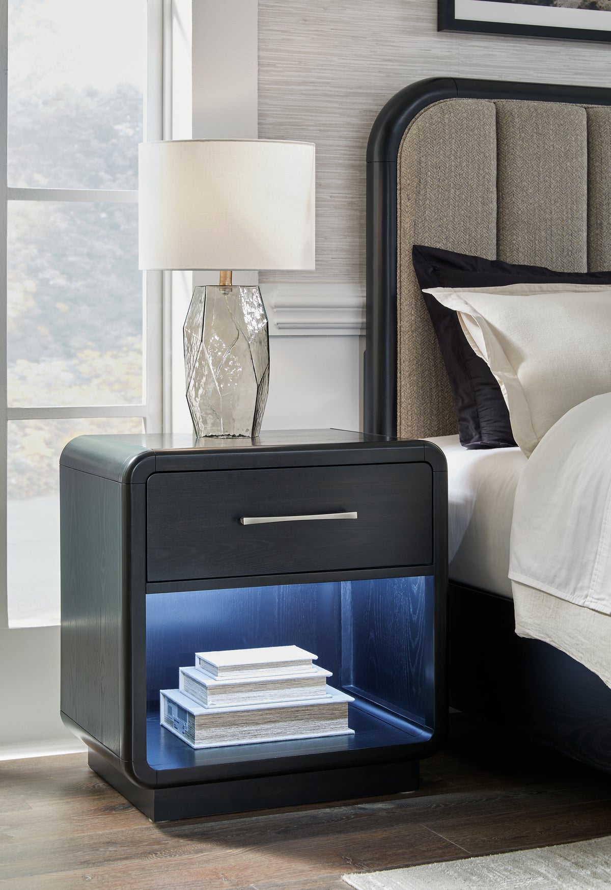 Coral Furniture - Ashley Furniture - Rowanbeck Bedroom - One Drawer Night Stand / Black - B821-91