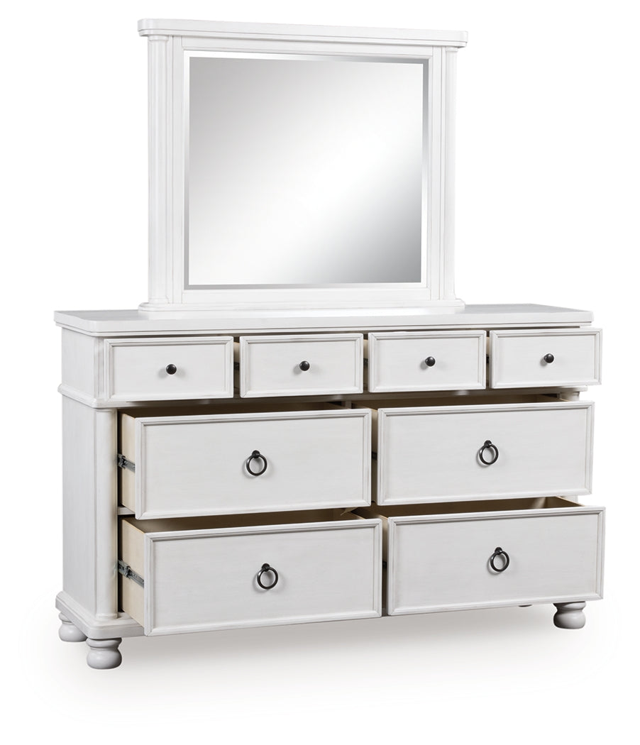 Coral Furniture - Ashley Furniture - Rowlenstown Bedroom - Dresser and Mirror / Antique White - PCB823B1