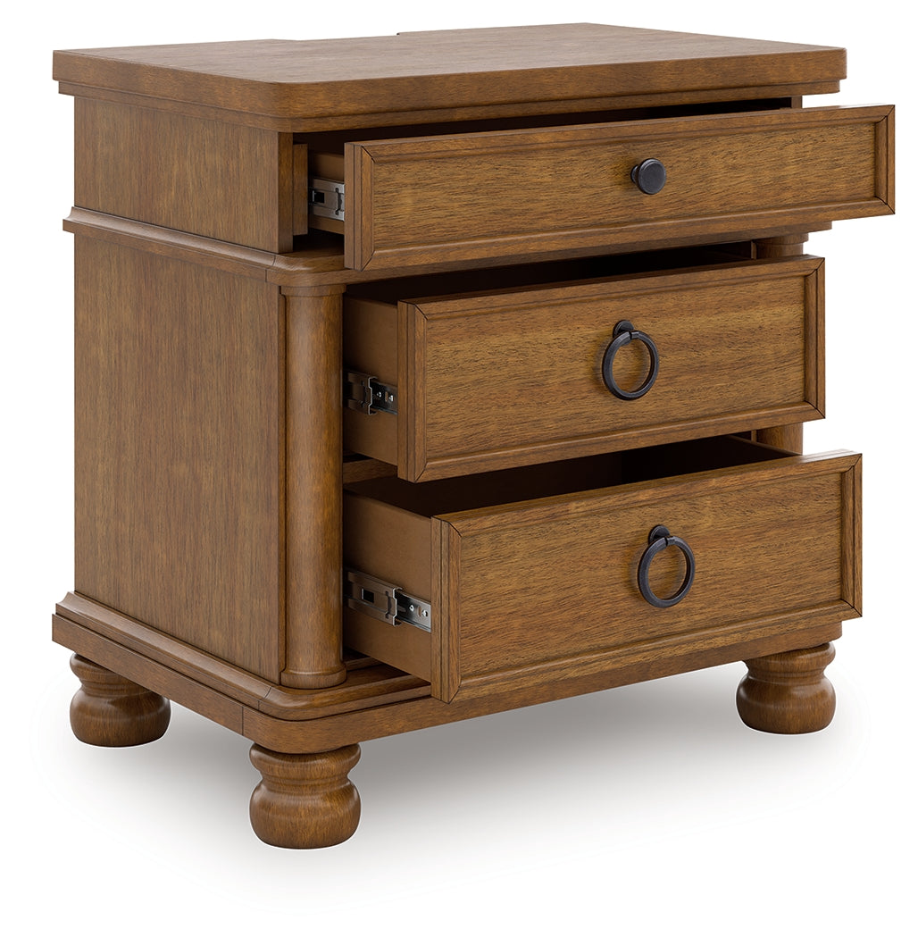Coral Furniture - Ashley Furniture - Rowlenstown Bedroom - Three Drawer Night Stand / Brown - PCB824-93