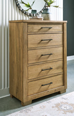 Coral Furniture - Ashley Furniture - Galliden Bedroom - California King Panel Bed / Light Brown - B841B5
