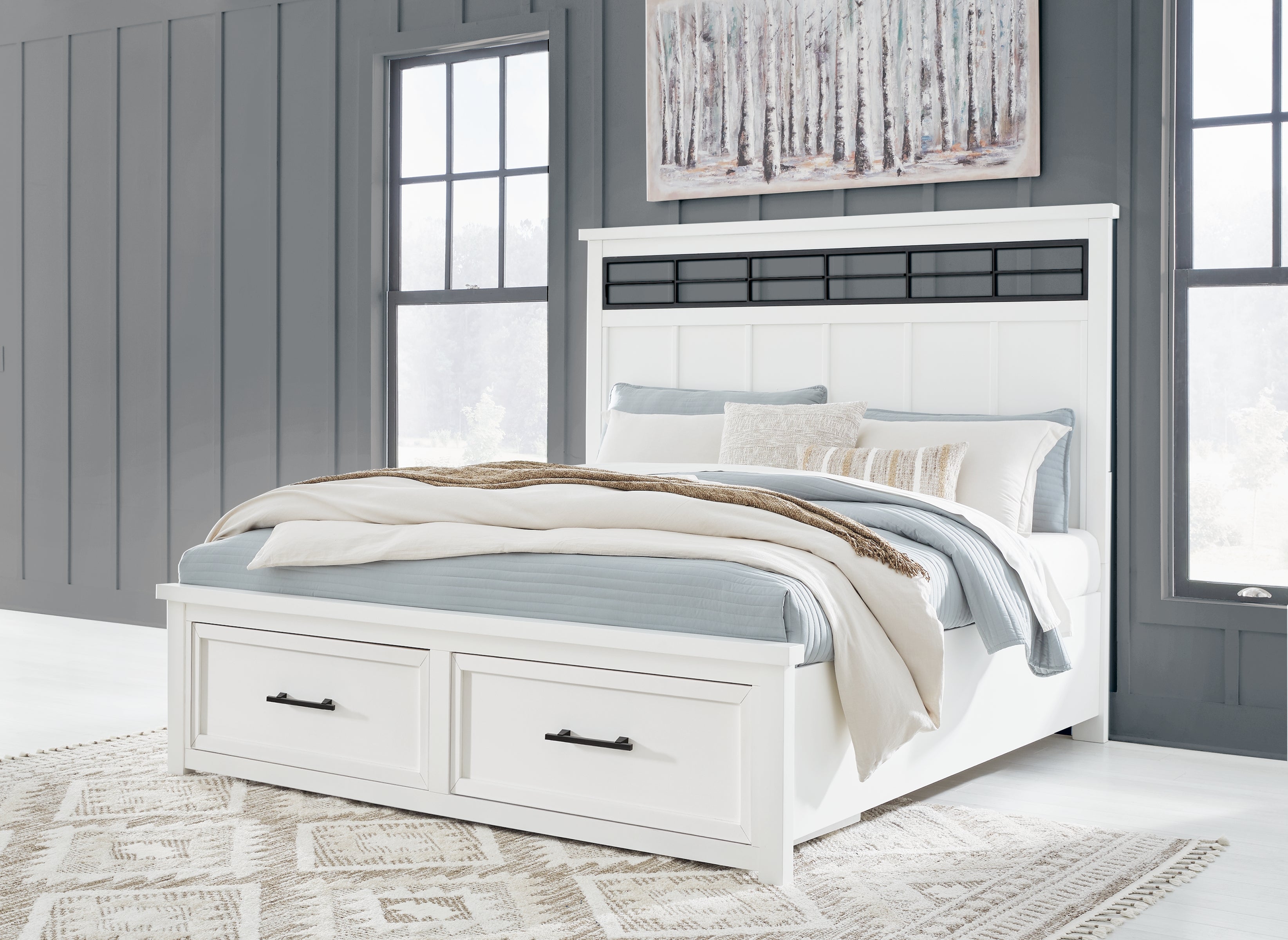 Coral Furniture - Ashley Furniture - Ashbryn Bedroom - California King Panel Storage Bed / White/Natural - B844B5
