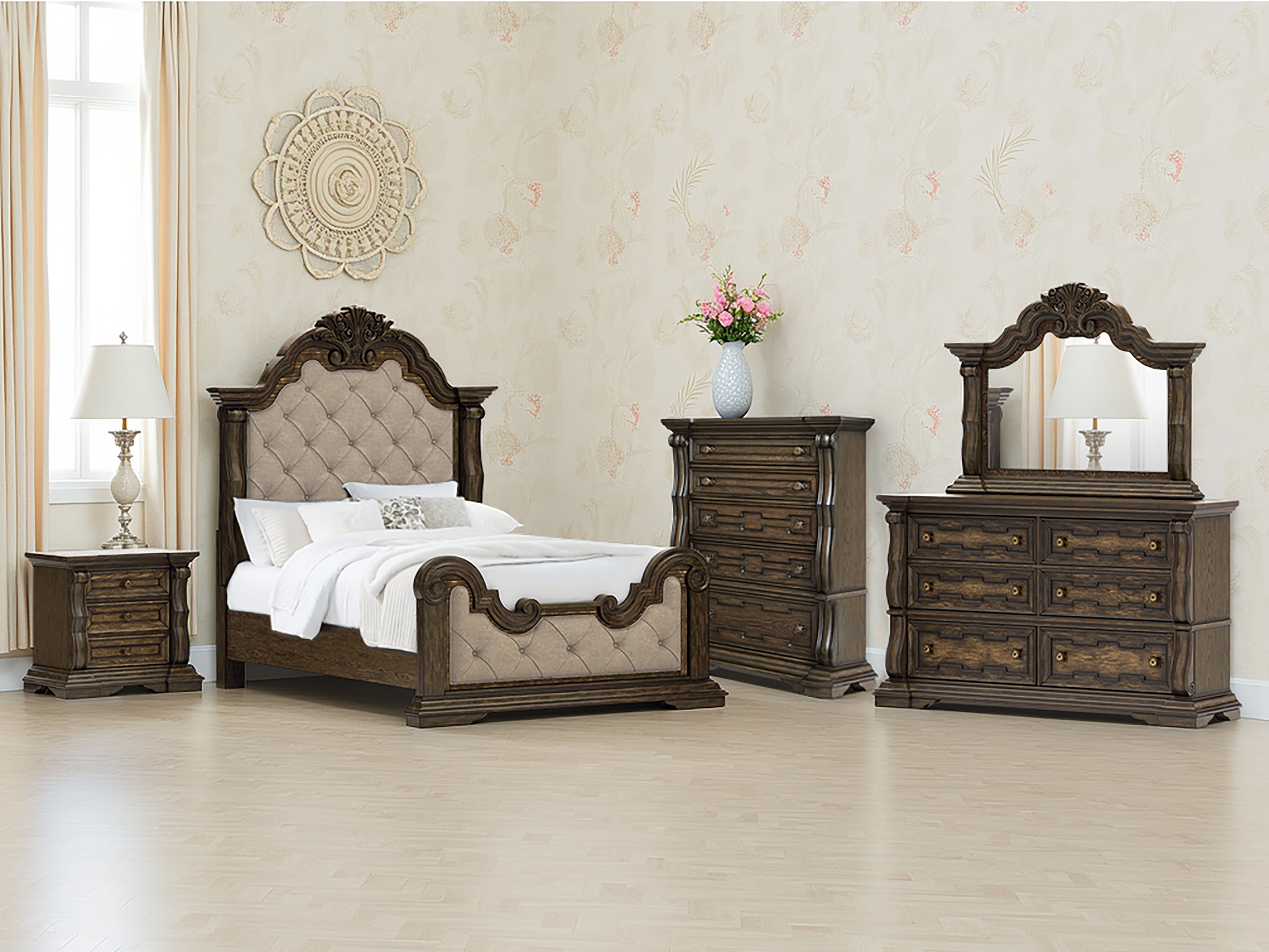 Coral Furniture - Ashley Furniture - Maylee Bedroom - Queen Upholstered Bed / Dark Brown - B947B2