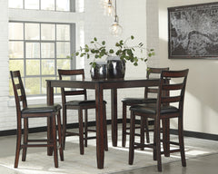 Coral Furniture - Ashley Furniture - Coviar Dining Room - Dining Room Table Set (6/CN) / Brown - D385-325
