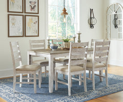Coral Furniture - Ashley Furniture - Skempton Dining Room - RECT DRM Counter TBL Set(7/CN) / White/Light Brown - D394-423