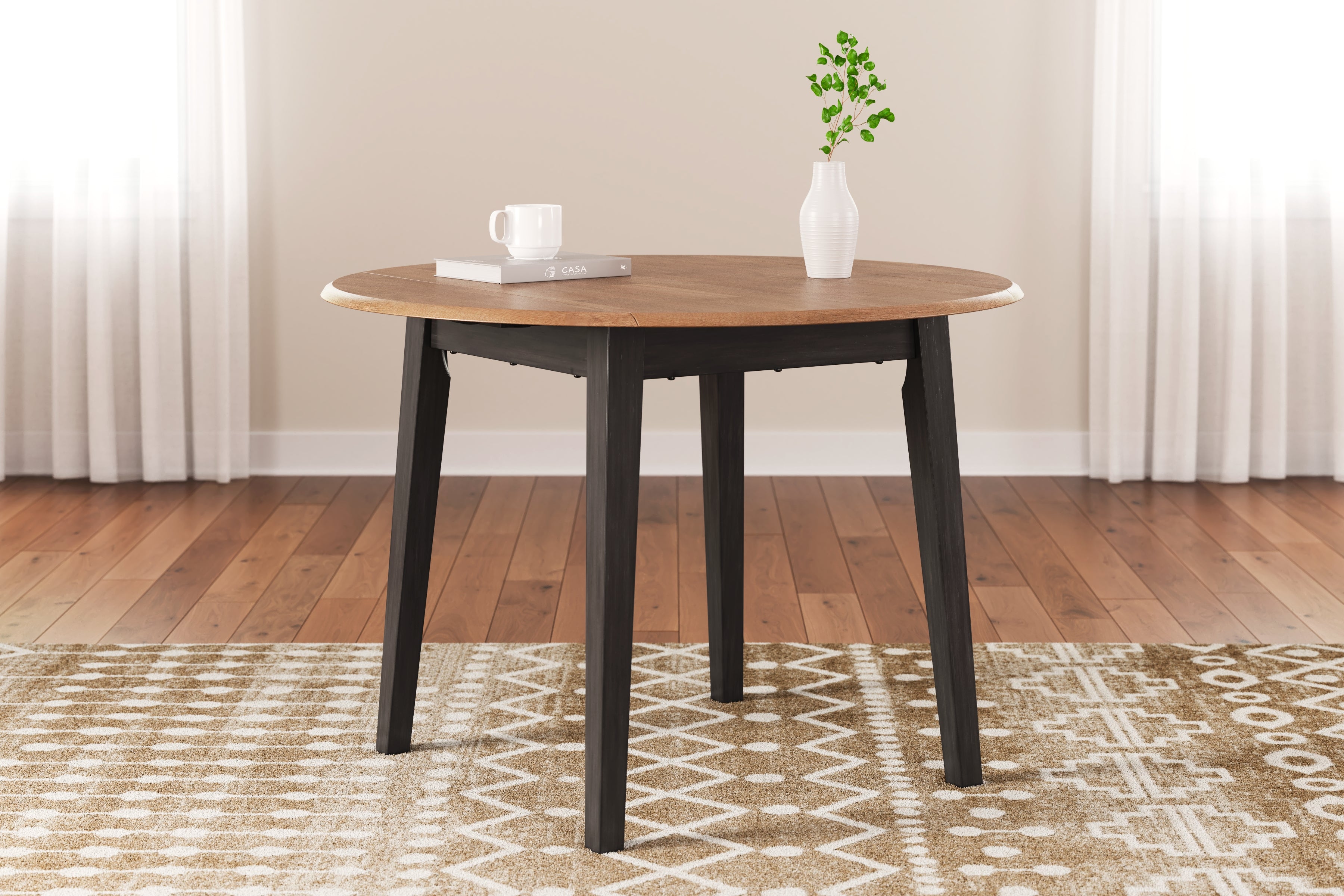 Coral Furniture - Ashley Furniture - Gesthaven Dining Room - Round DRM Drop Leaf Table / Natural/Brown - D396-15