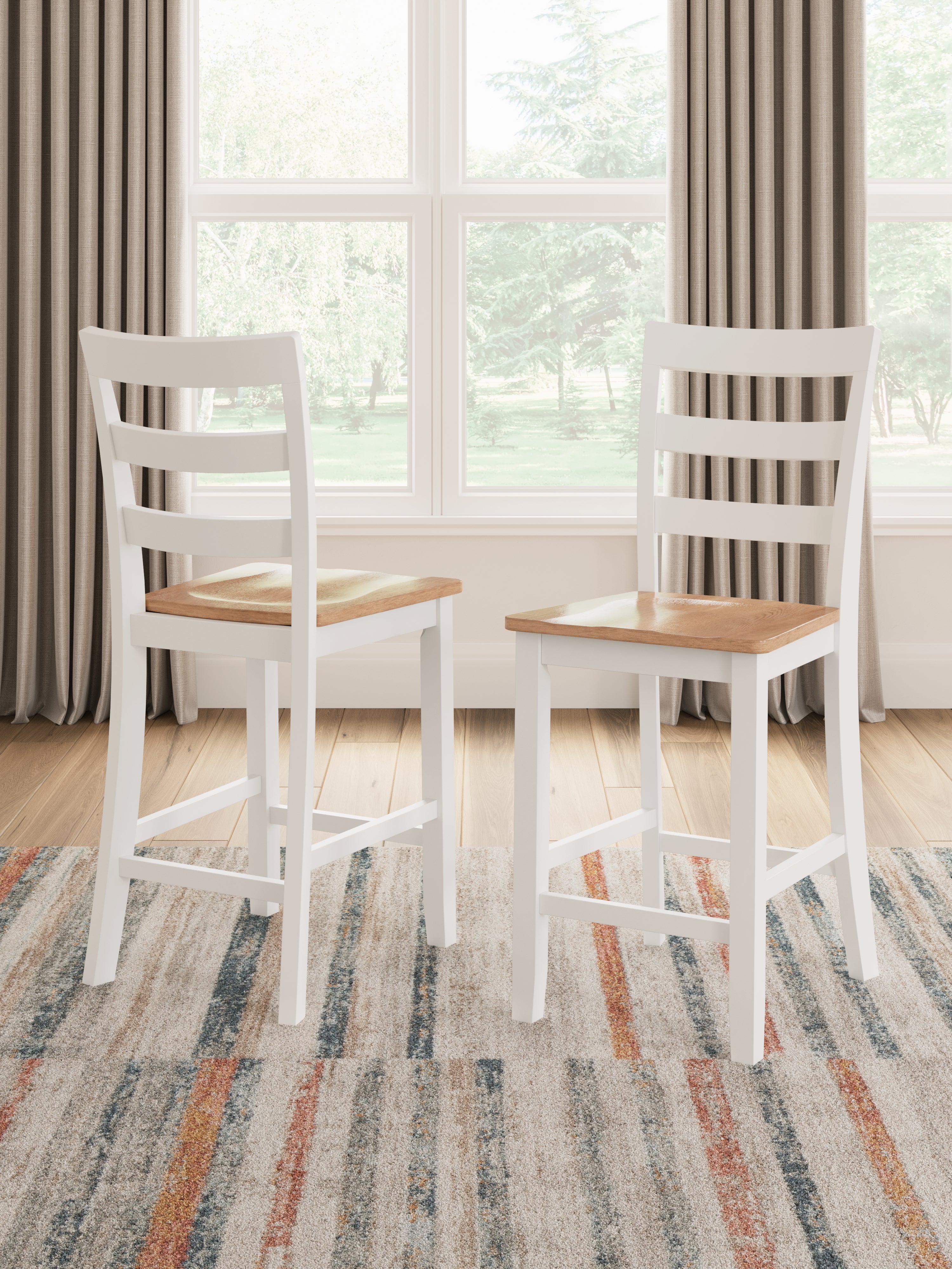 Coral Furniture - Ashley Furniture - Gesthaven Dining Room - Counter Height Barstool (Set of 2) / Natural/White - D398-124X2