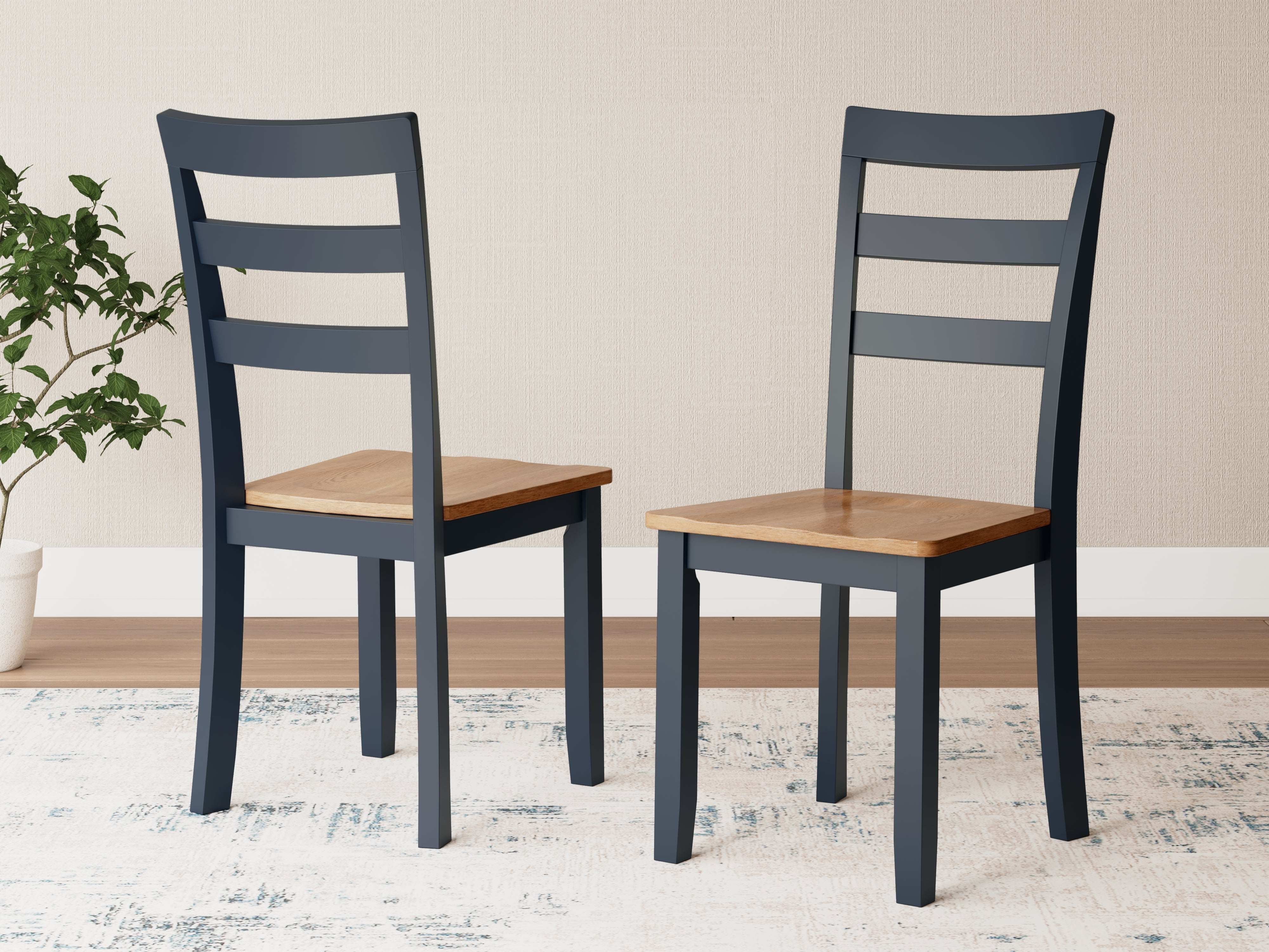 Coral Furniture - Ashley Furniture - Gesthaven Dining Room - Dining Chair (Set of 2) / Natural/Blue - D399-01X2