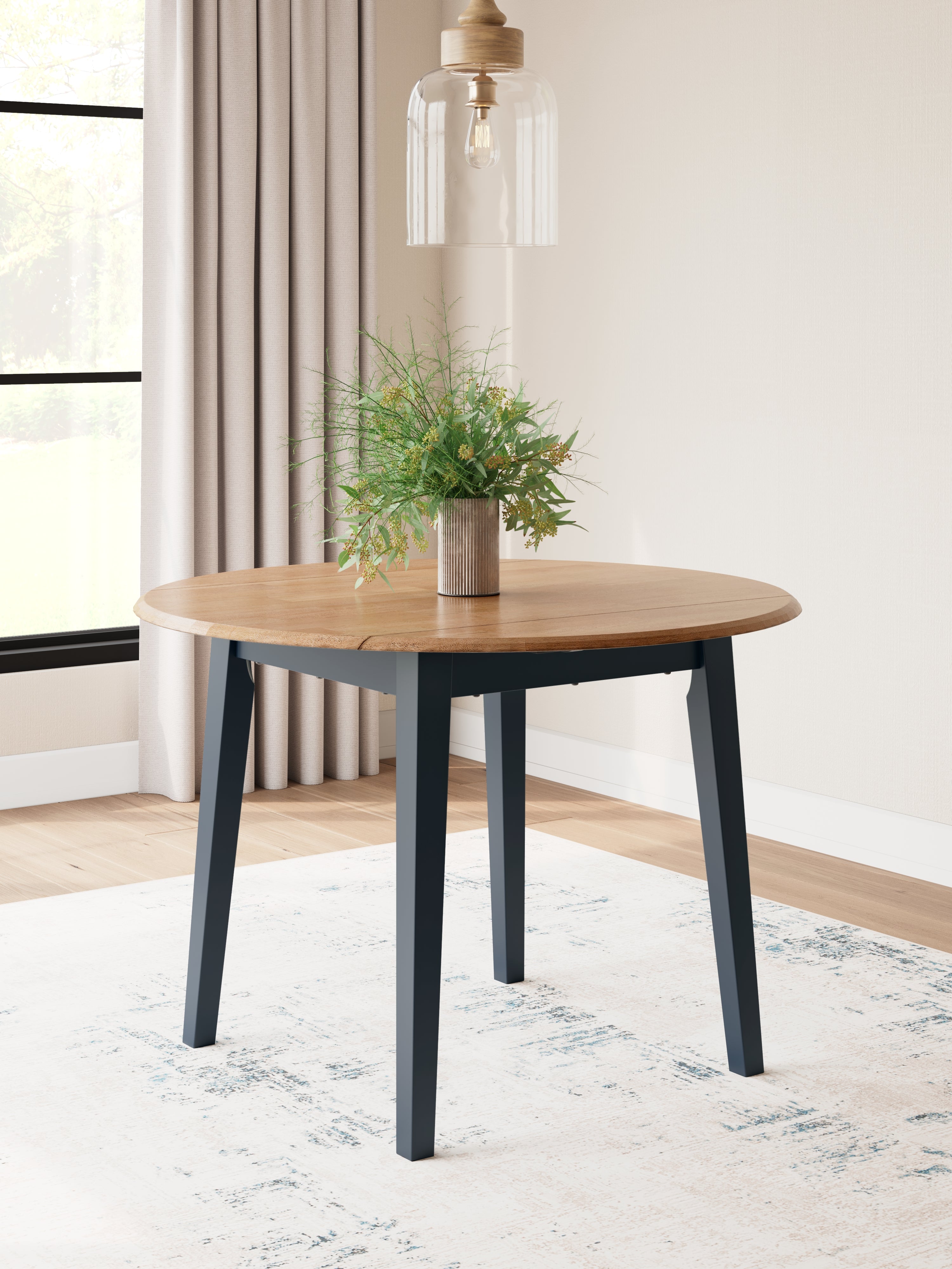 Coral Furniture - Ashley Furniture - Gesthaven Dining Room - Round DRM Drop Leaf Table / Natural/Blue - D399-15