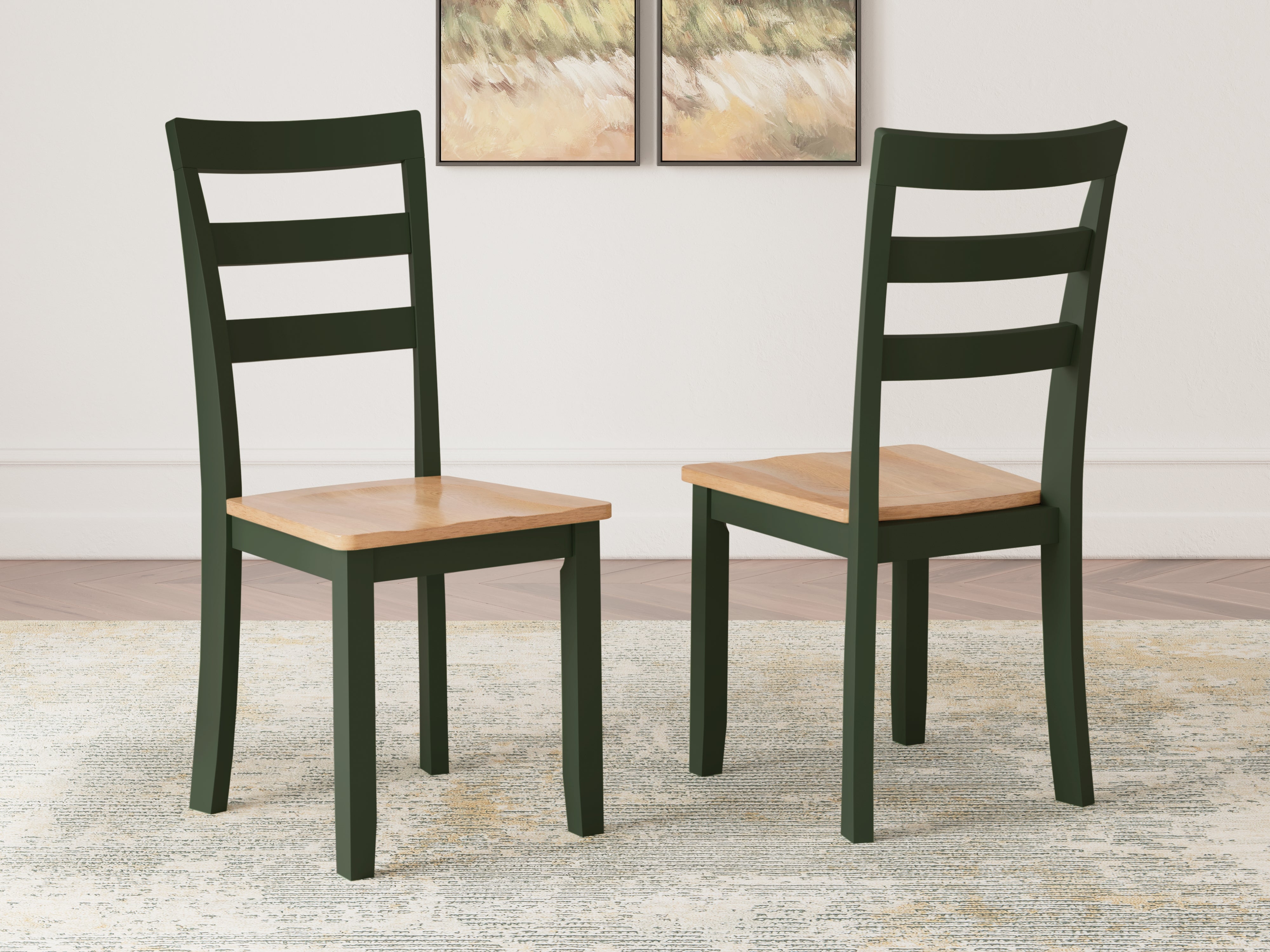 Coral Furniture - Ashley Furniture - Gesthaven Dining Room - Dining Chair (Set of 2) / Natural/Green - D401-01X2