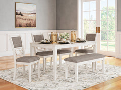 Coral Furniture - Ashley Furniture - Erinberg Dining Room - Dining Room Table Set (5/CN) / Antique White - D423-225