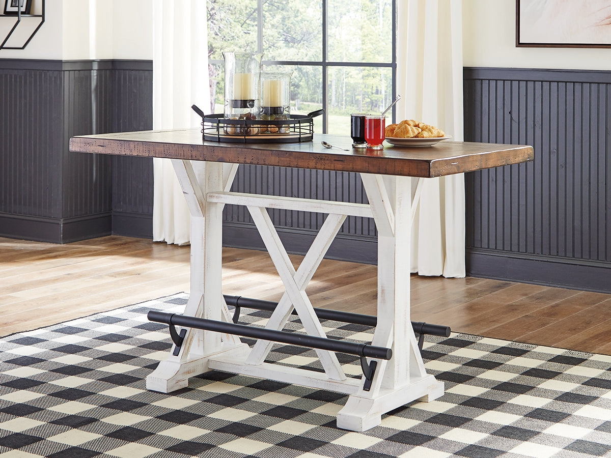 Coral Furniture - Ashley Furniture - Valebeck Dining Room - RECT Dining Room Counter Table / White/Brown - D546-13