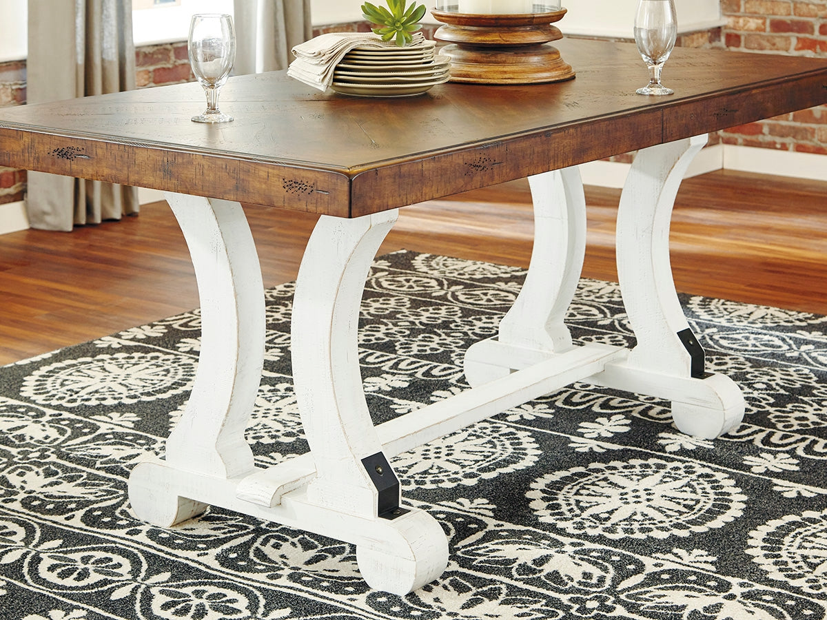 Coral Furniture - Ashley Furniture - Valebeck Dining Room - Rectangular Dining Room Table / White/Brown - D546-35