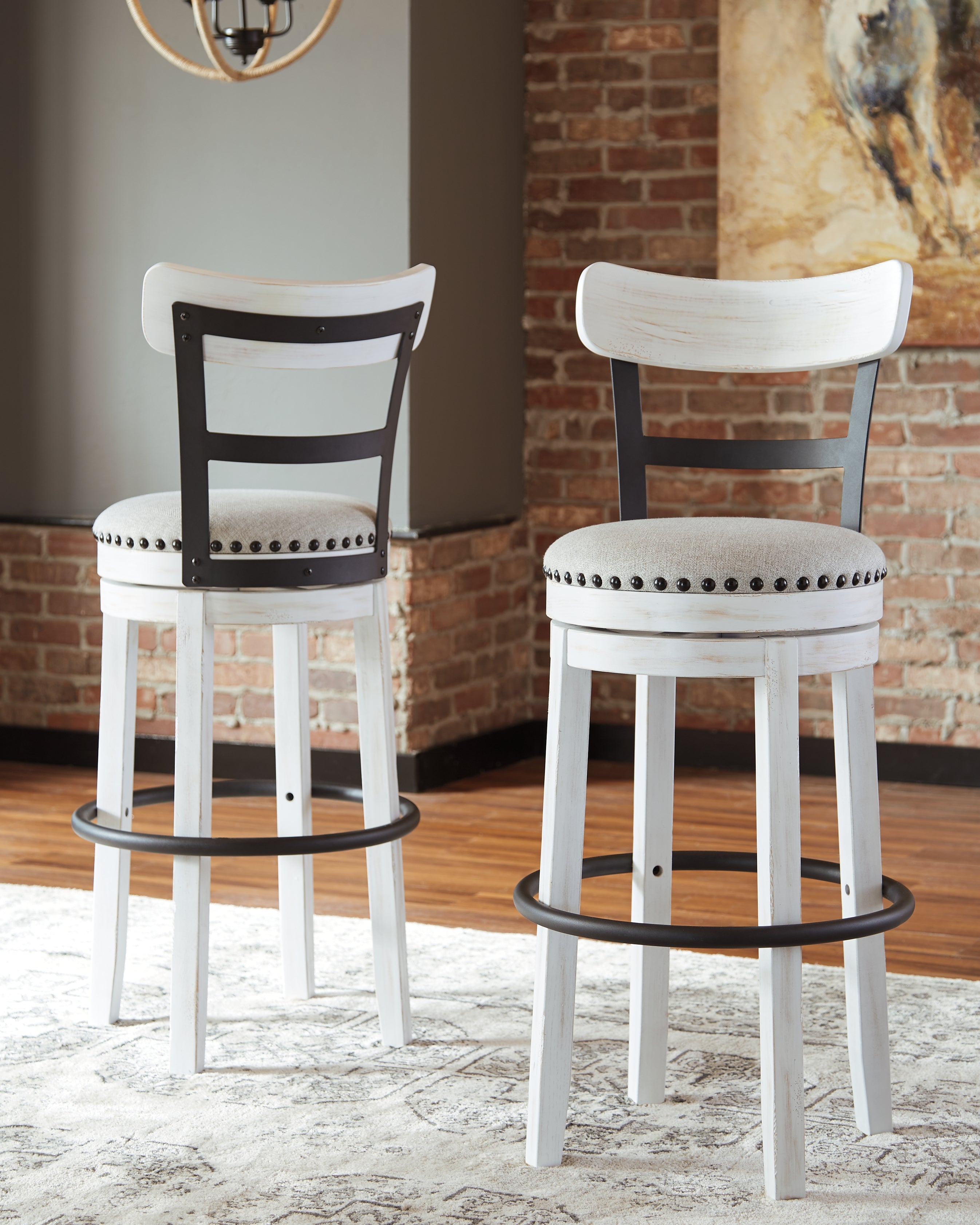Coral Furniture - Ashley Furniture - Valebeck Dining Room - Tall UPH Swivel Barstool(1/CN) / White - D546-530