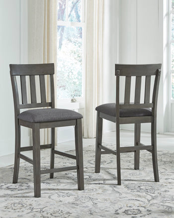 Coral Furniture - Ashley Furniture - Hallanden Dining Room - Counter Height Bar Stool (Set of 2) / Two-tone Gray - D589-124X2