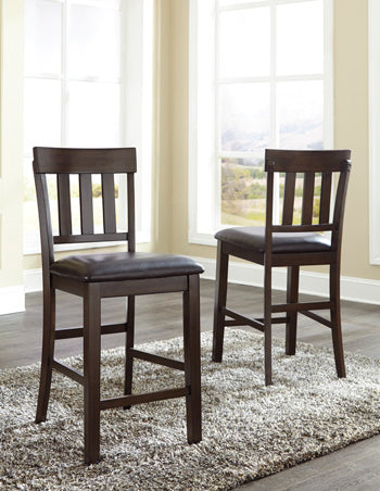Coral Furniture - Ashley Furniture - Haddigan Dining Room - Counter Height Bar Stool (Set of 2) / Dark Brown - D596-124X2