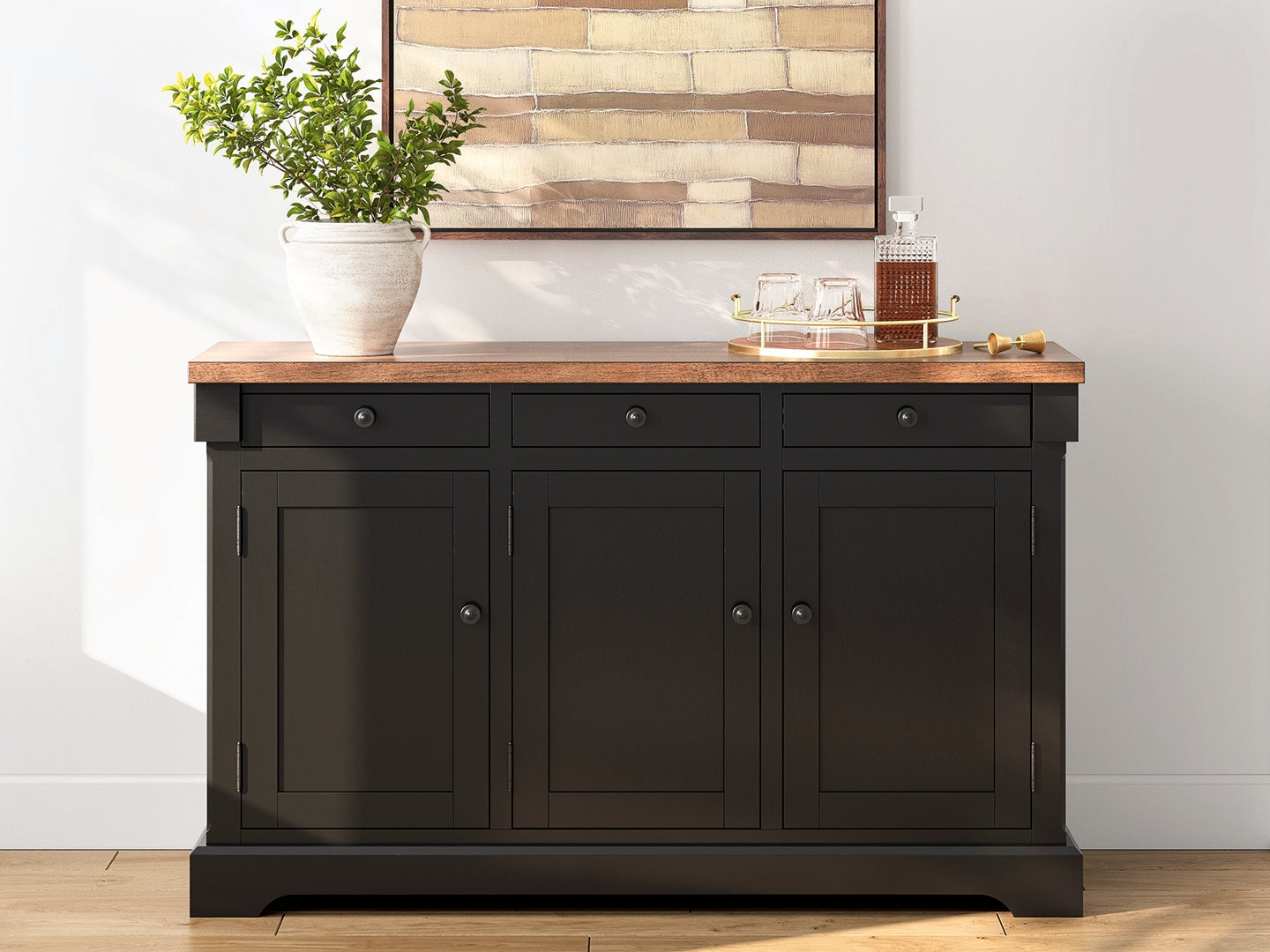 Coral Furniture - Ashley Furniture - Wildenauer Dining Room - Dining Room Buffet / Brown/Black - D634-80