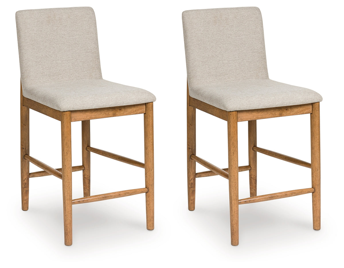 Coral Furniture - Ashley Furniture - Isanti Dining Room - Counter Height Barstool (Set of 2) / Light Brown - D752-124X2