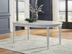 Coral Furniture - Ashley Furniture - Montelaine Dining Room - Oval Dining Room EXT Table / Antique White - D795-35