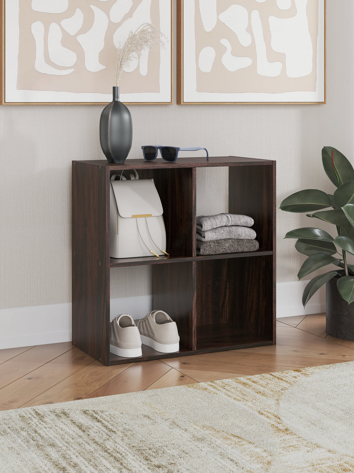 Coral Furniture - Ashley Furniture - Glosmount Four Cube Organizer - Four Cube Organizer / Cherry/Light Brown - EA1055-2X2