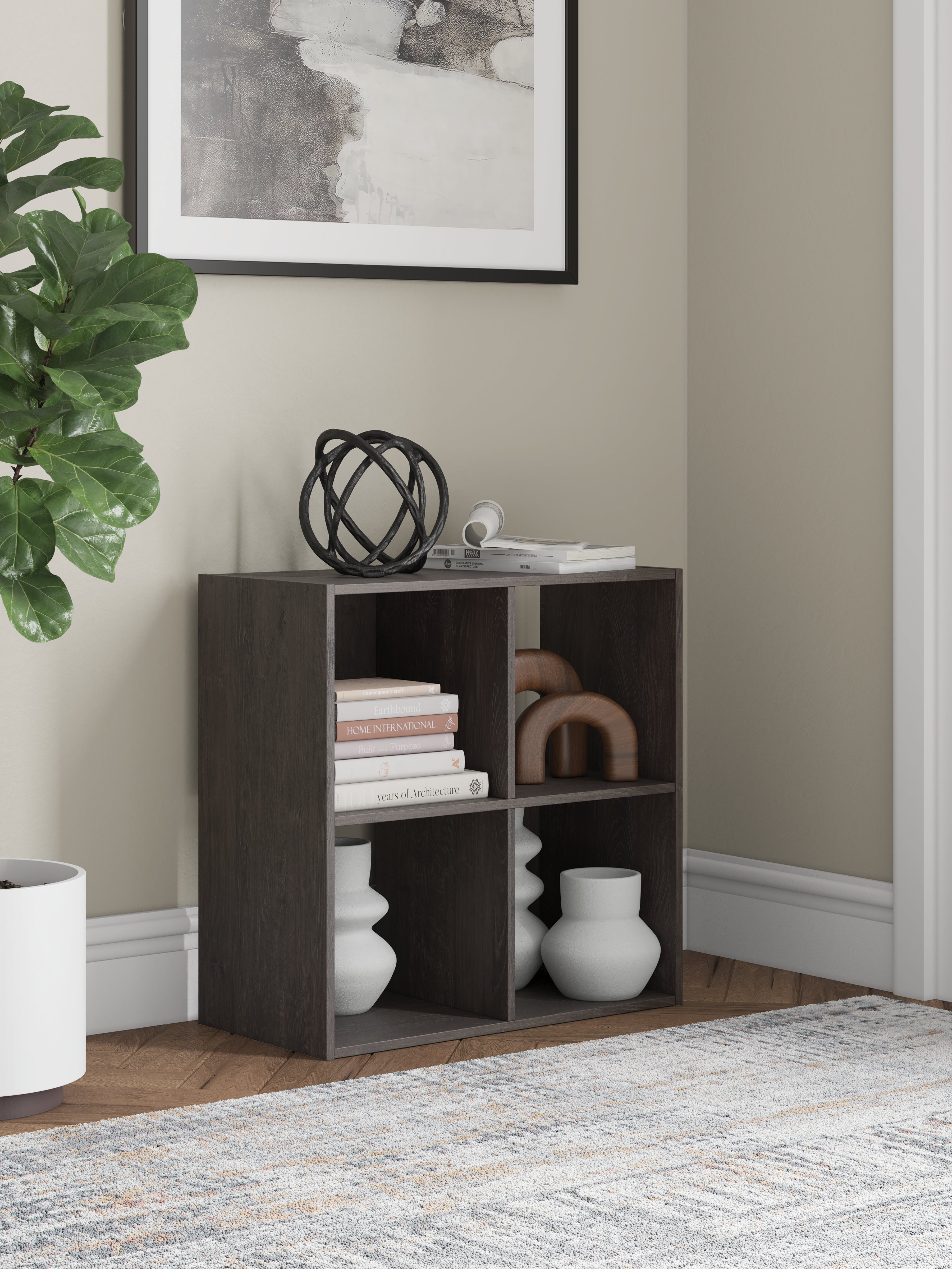 Coral Furniture - Ashley Furniture - Piperton Four Cube Organizer - Four Cube Organizer / Charcoal - EA5514-2X2