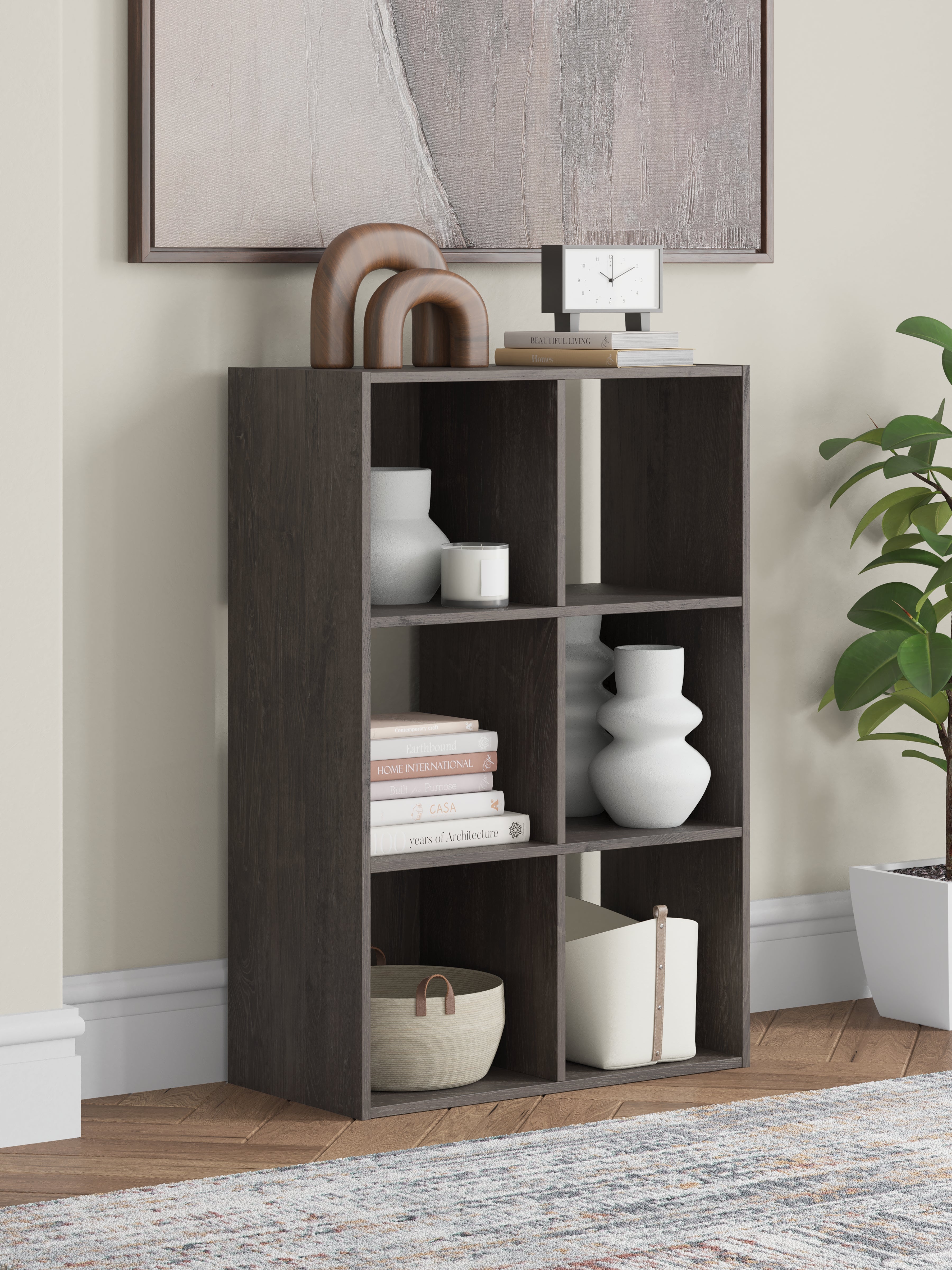 Coral Furniture - Ashley Furniture - Piperton Six Cube Organizer - Six Cube Organizer / Charcoal - EA5514-3X2