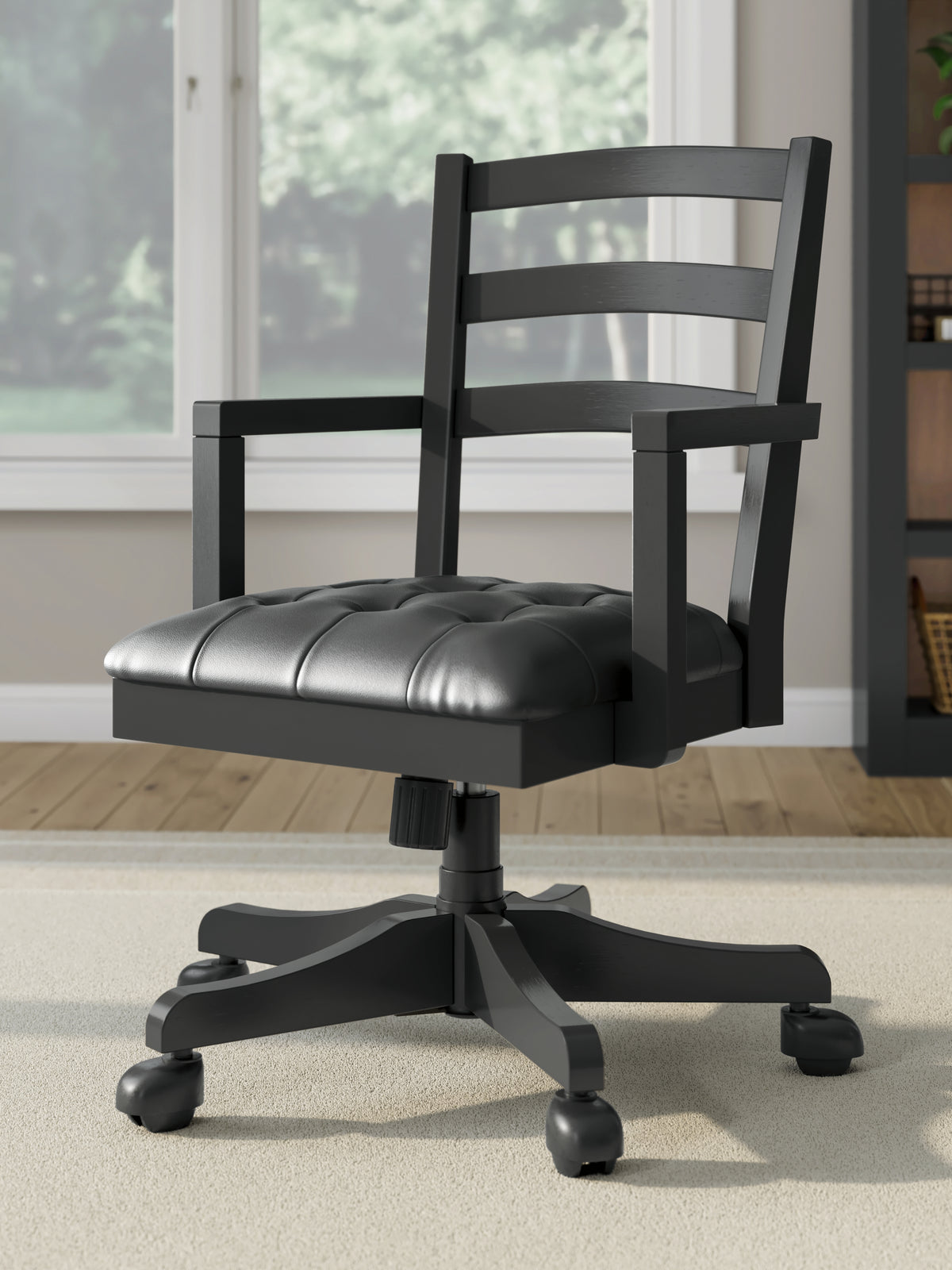 Coral Furniture - Ashley Furniture - Wildenauer Home Office Desk Chair - Home Office Swivel Desk Chair / Black - H664-01A