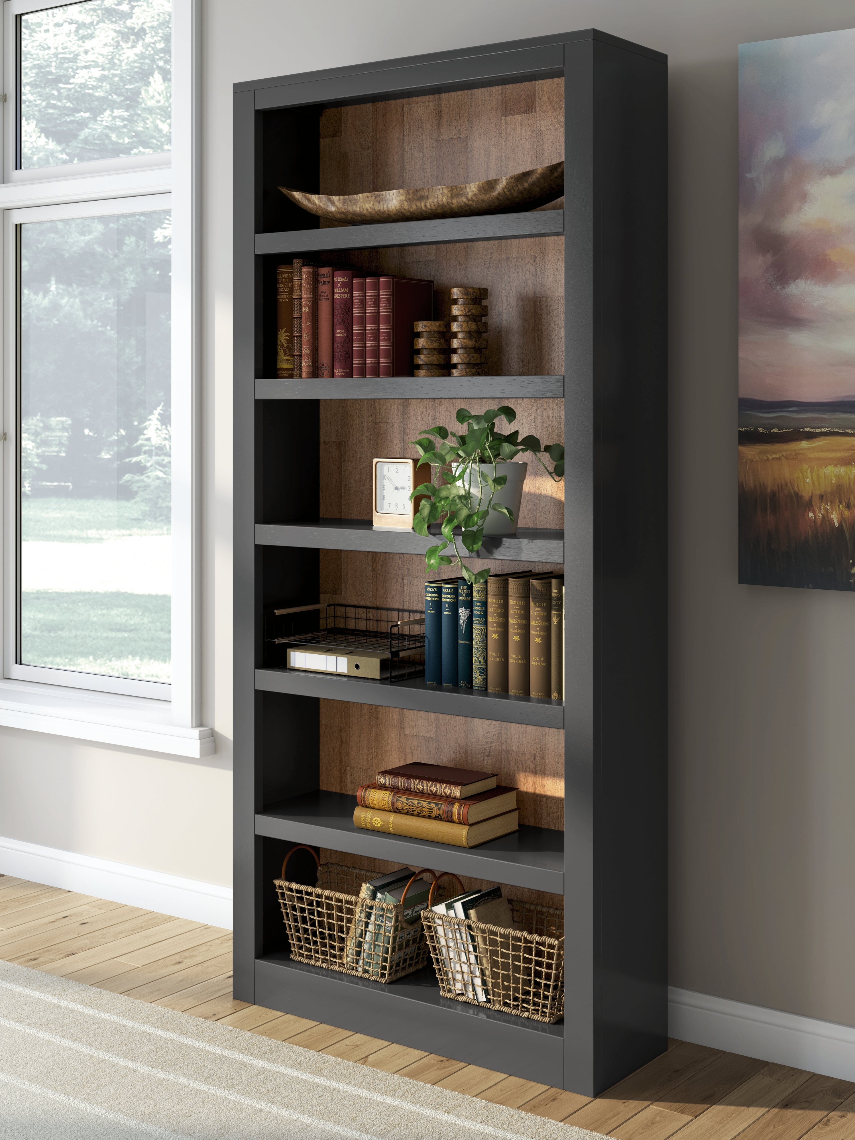 Coral Furniture - Ashley Furniture - Wildenauer Bookcase - Bookcase / Brown/Black - H664-70