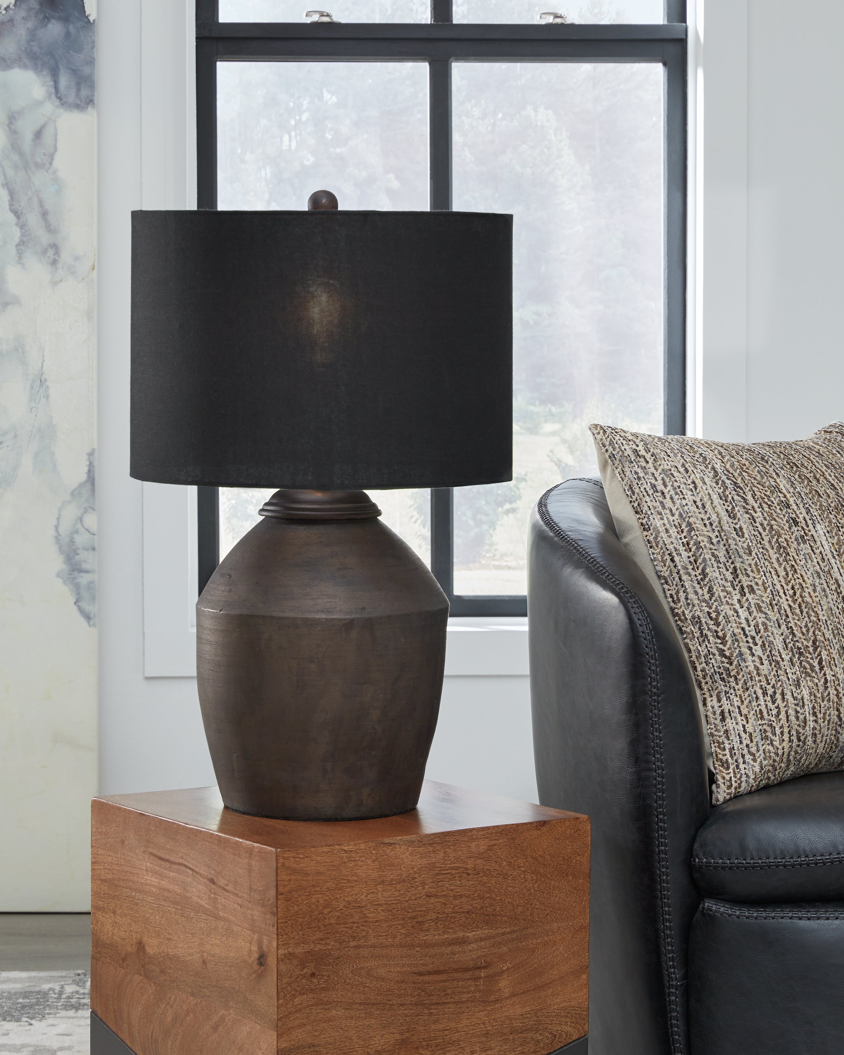 Coral Furniture - Ashley Furniture - Naareman Lighting - 2-Piece Lamp Set / Metallic Black - L100804X2