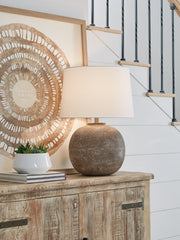 Coral Furniture - Ashley Furniture - Neavesboro Lighting - 2-Piece Lamp Set / Antique Brown/White - L207484X2