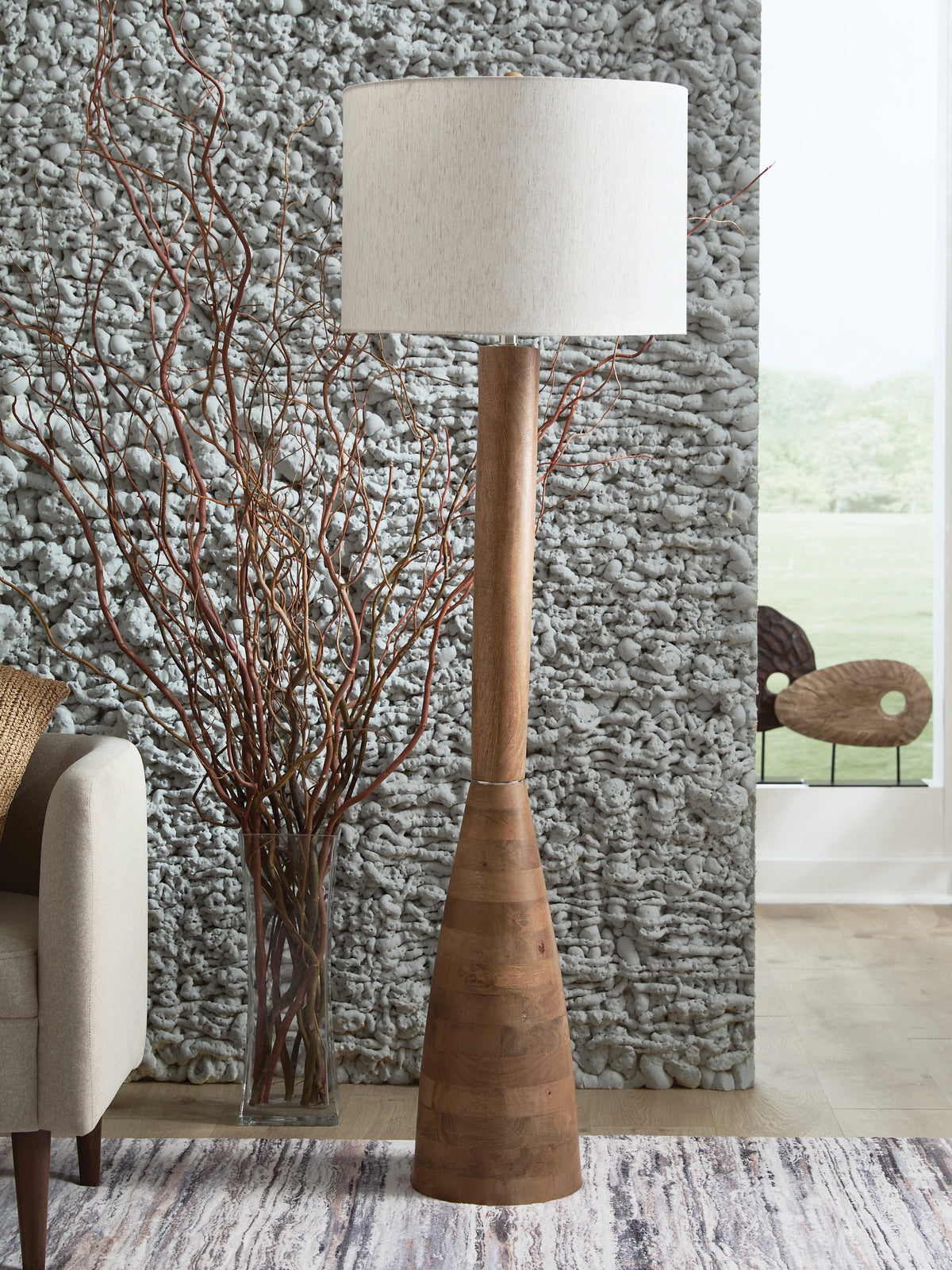Coral Furniture - Ashley Furniture - Ailsa Lighting - Wood Floor Lamp (1/CN) / Natural Brown - L329111