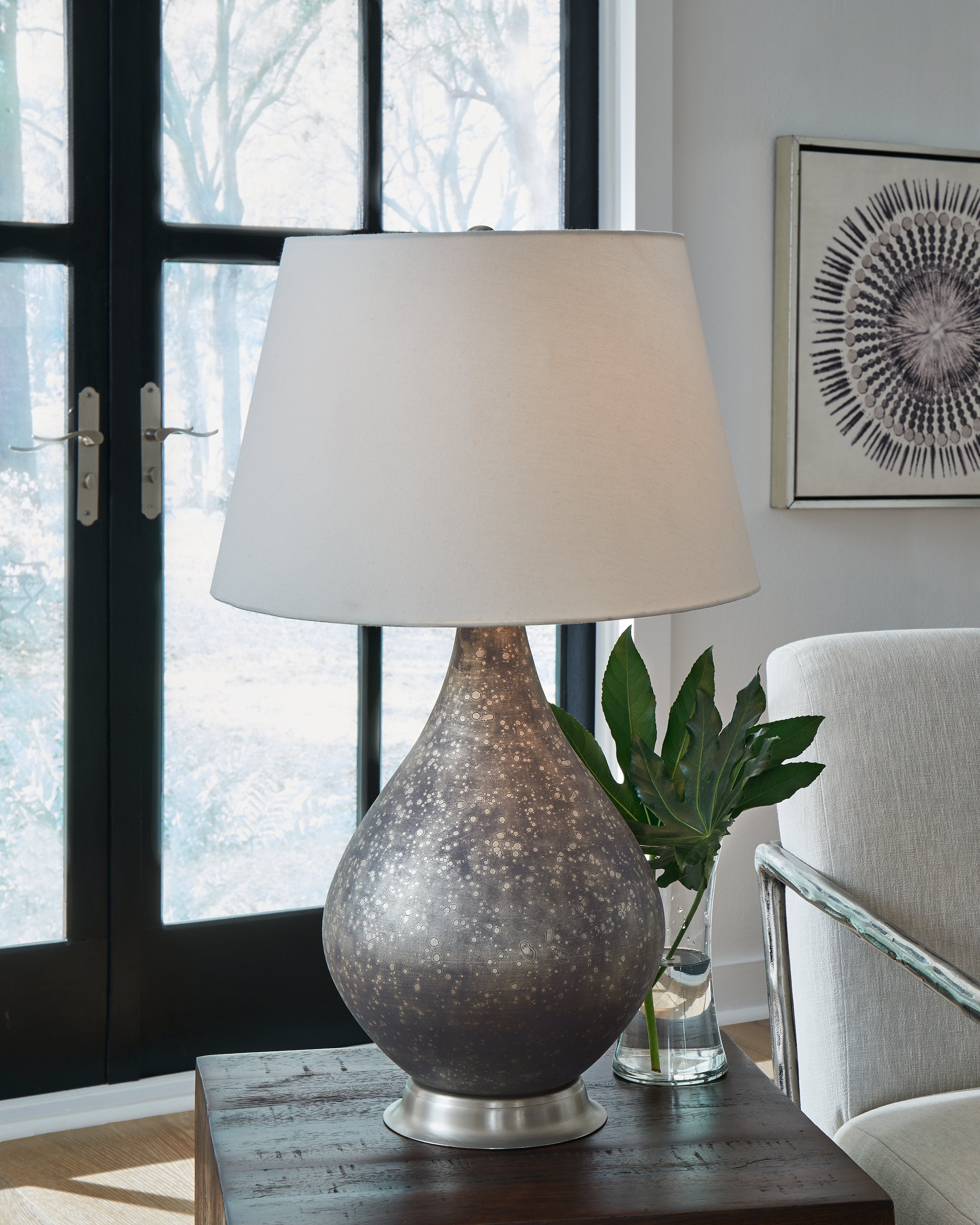 Coral Furniture - Ashley Furniture - Bluacy Lighting - Glass Table Lamp (1/CN) / Antique Gray - L430834