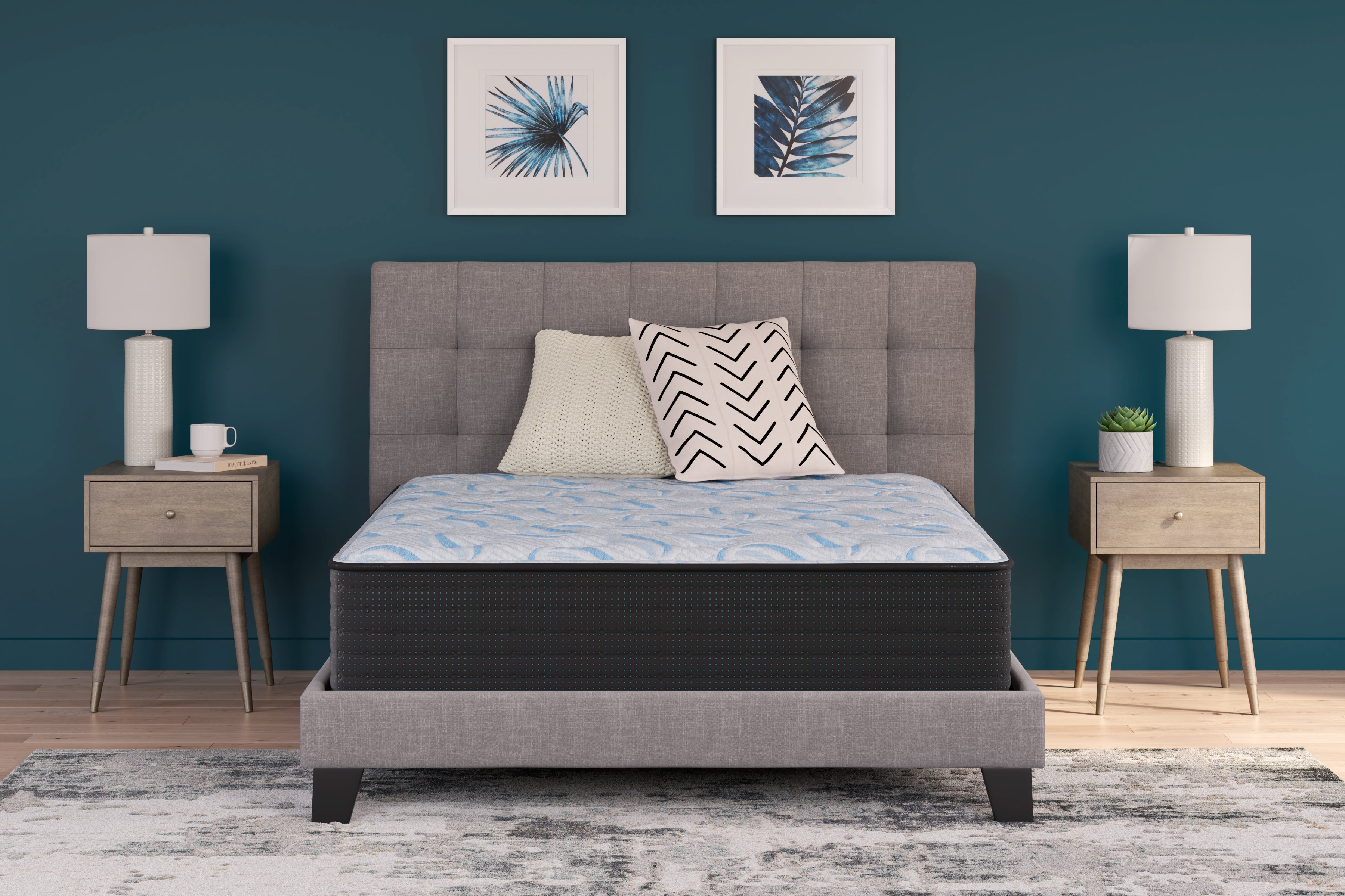 Coral Furniture - Ashley Furniture - Elite Springs Firm Mattresses - Full / Gray/Blue - M40521